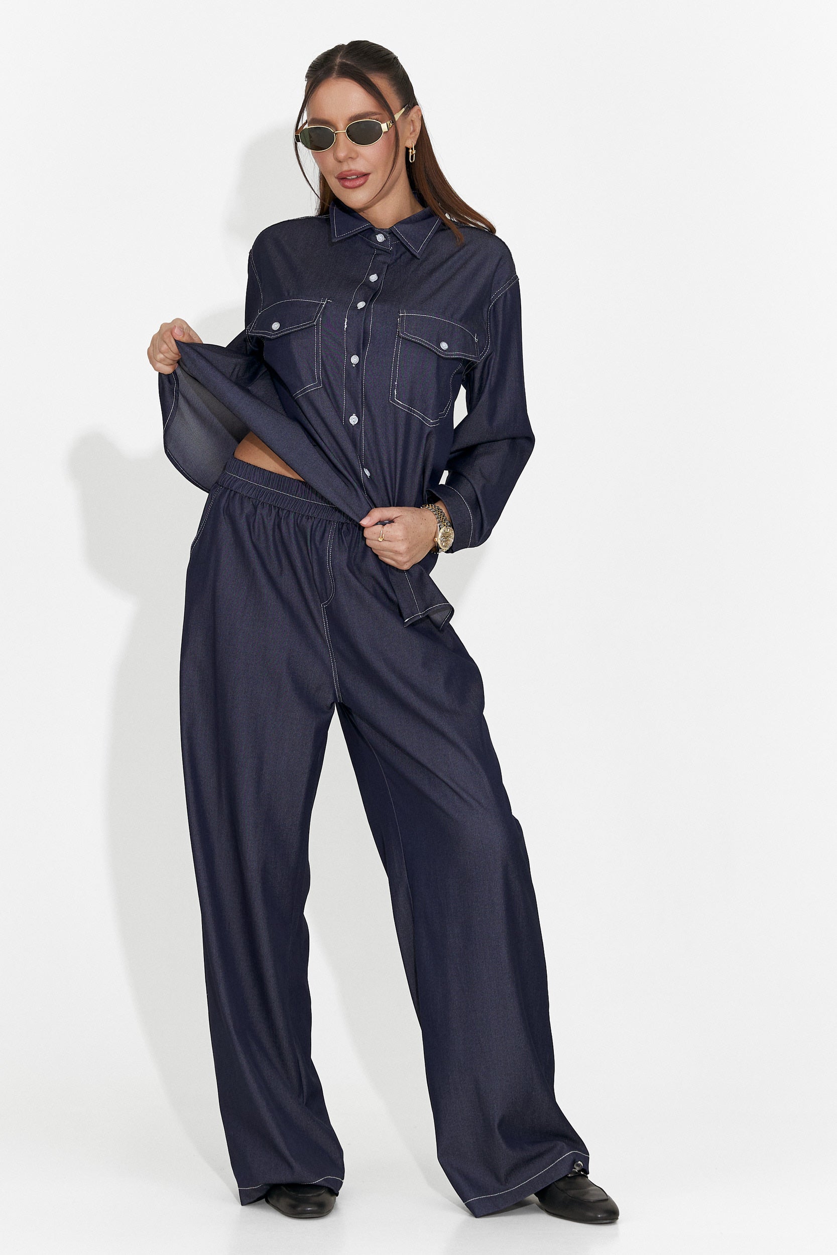 Granatowy, codzienny garnitur damski Zunaira Bogas