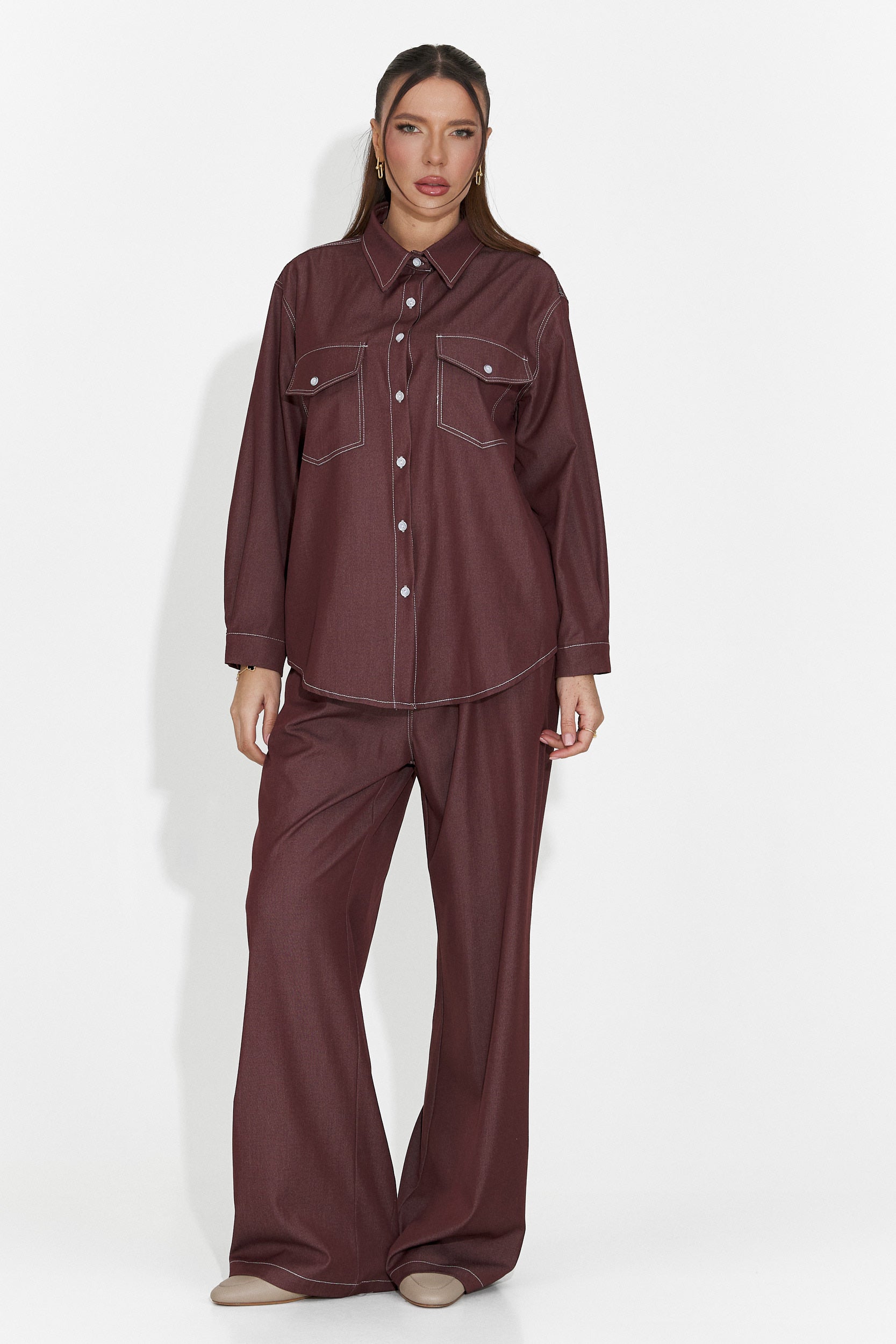 Zunaira Bogas Casualny Garnitur dla Kobiet w Kolorze Bordowym