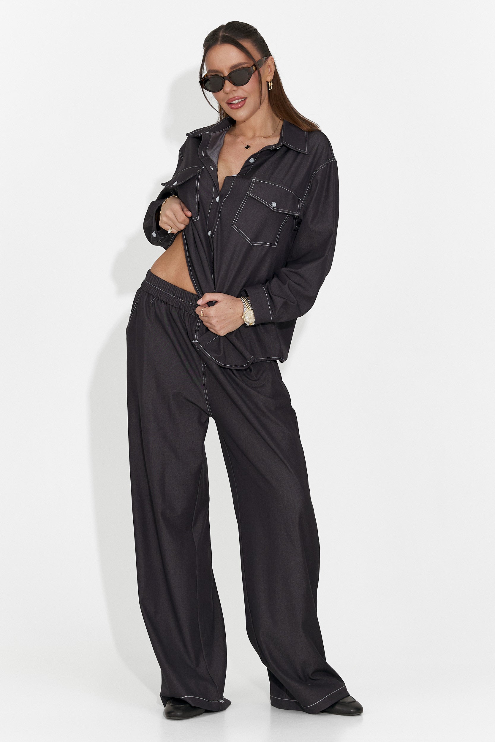 Czarny, codzienny garnitur damski Zunaira Bogas