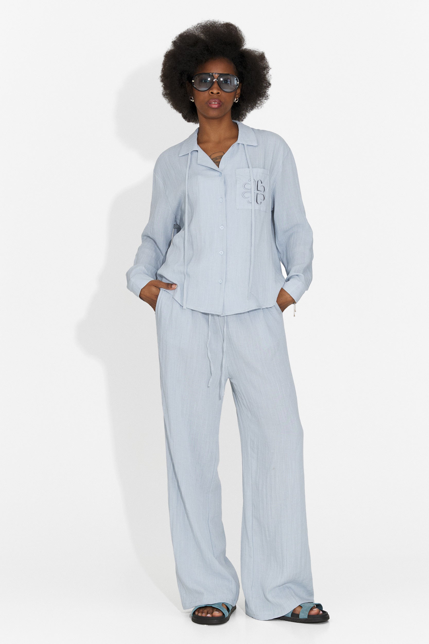 Aralia Bogas Women's Suit with Blue Trousers