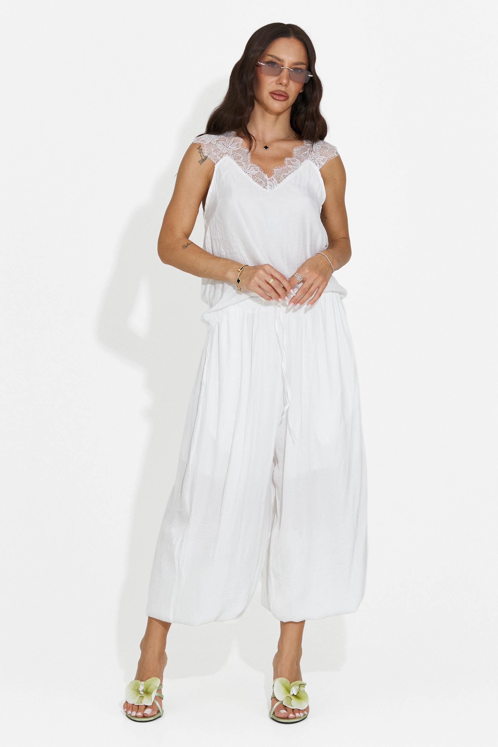 Conjunto de mujer con pantalones largos blanco Anaelia Bogas