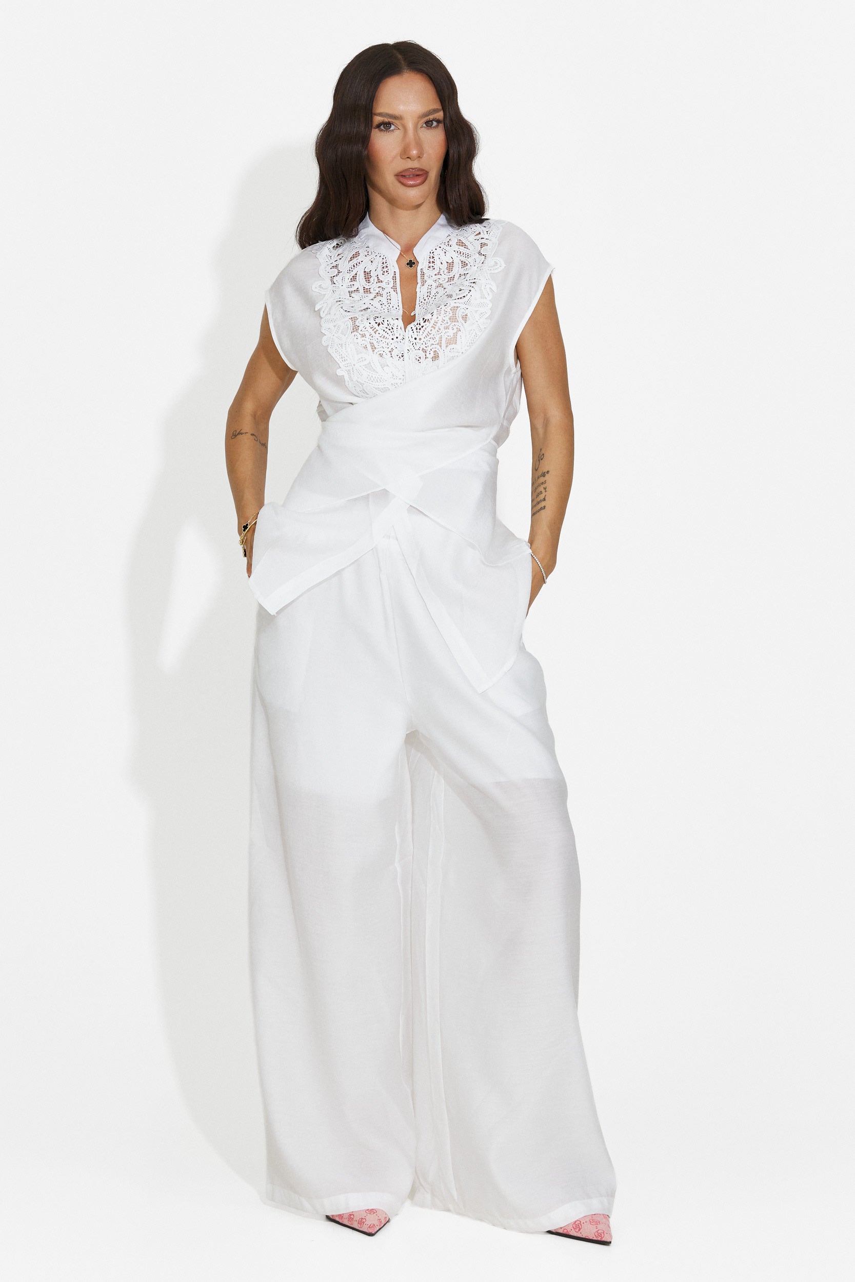 Ensemble avec pantalon long blanc pour femme Searcing Bogas