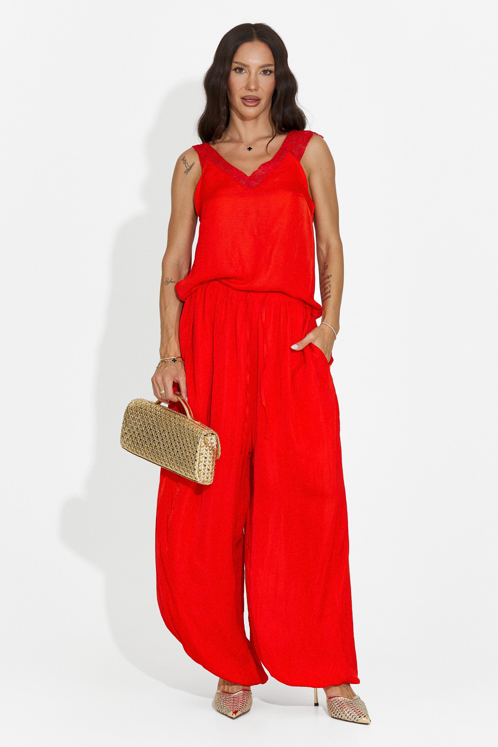 Conjunto de mujer con pantalones largos rojo Anaelia Bogas