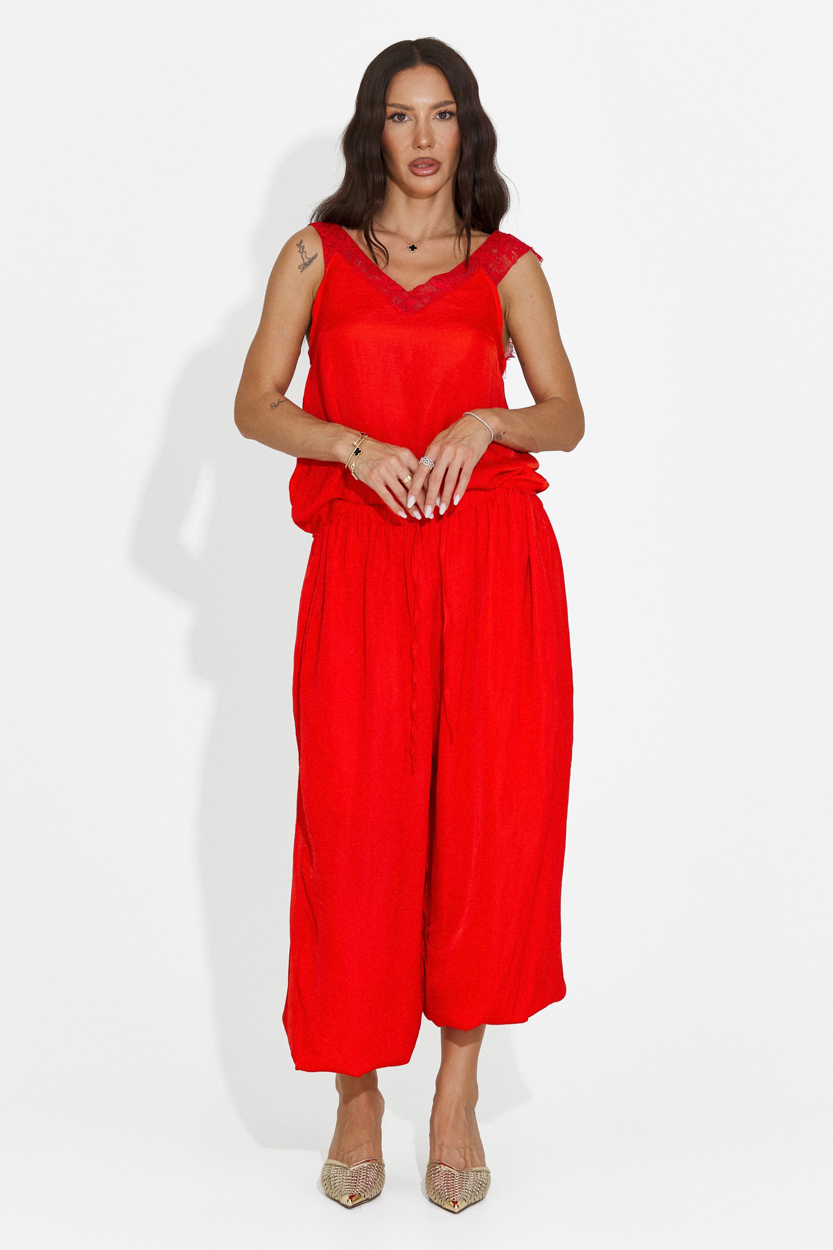 Conjunto de mujer con pantalones largos rojo Anaelia Bogas