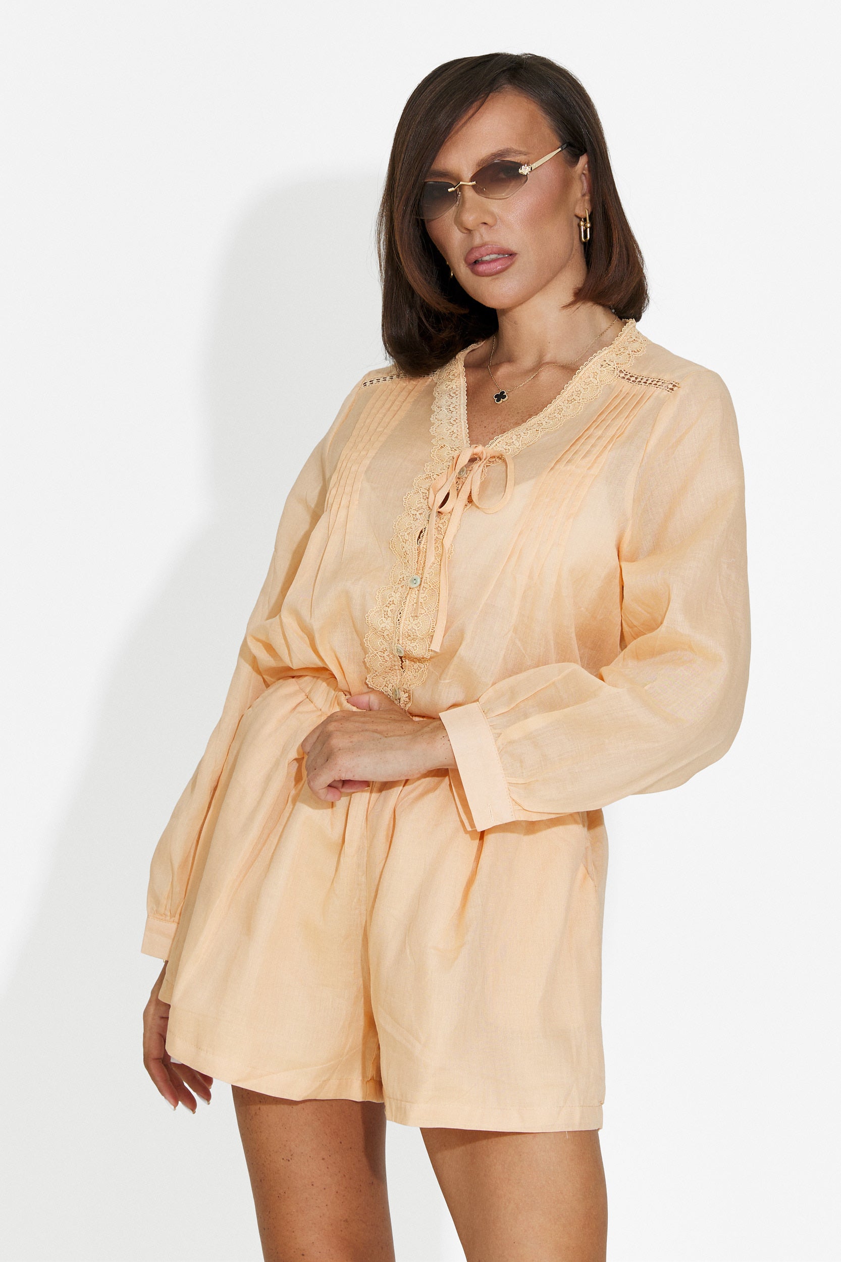 Women's set with short pants orange Lekana Bogas