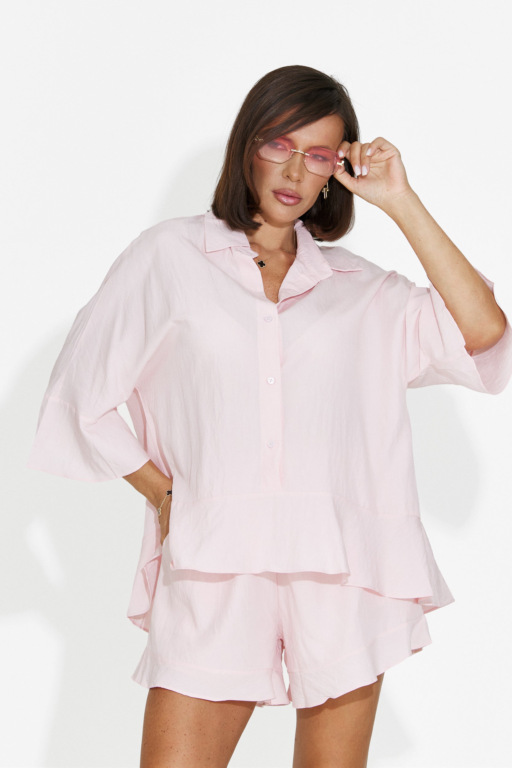 Women's set with short pants pink Olgana Bogas