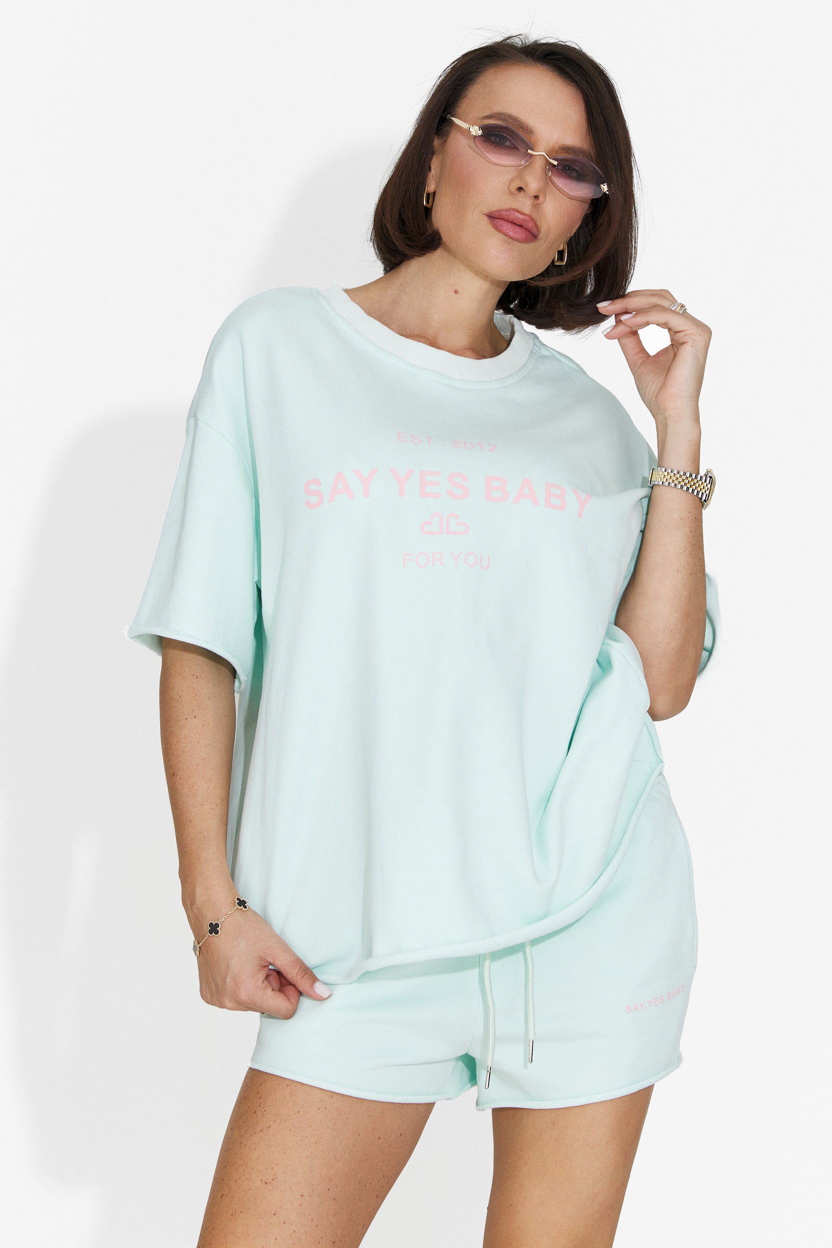 Casiana Bogas türkisfarbener Shorts-Anzug für Frauen