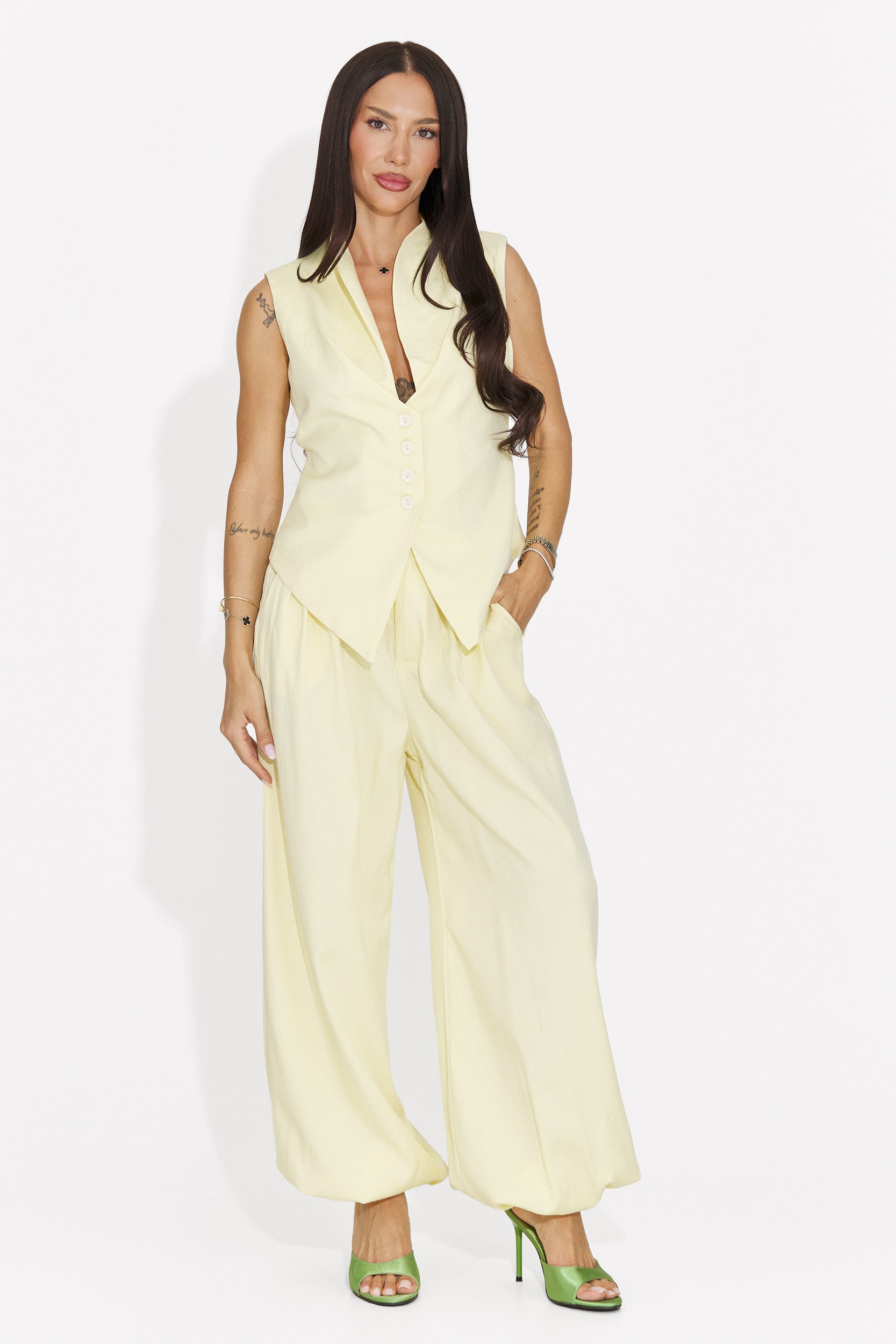 Compleu dama elegant galben Foesanty Bogas