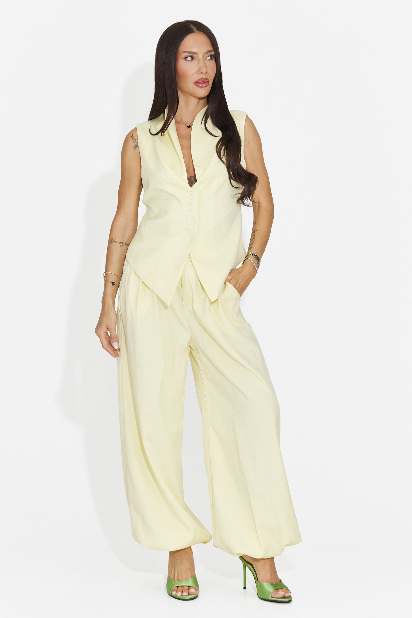 Compleu dama elegant galben Foesanty Bogas