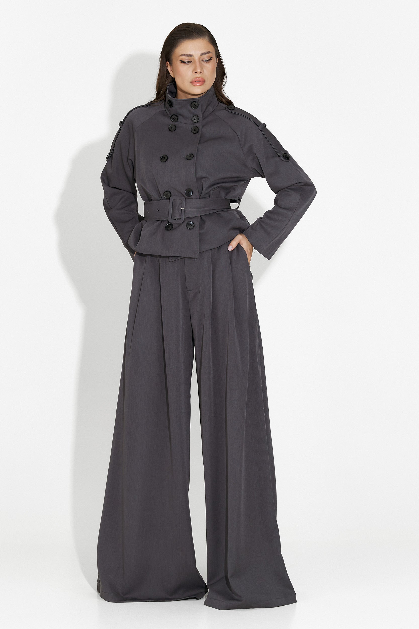 Elegancki szary komplet damski Belora Bogas