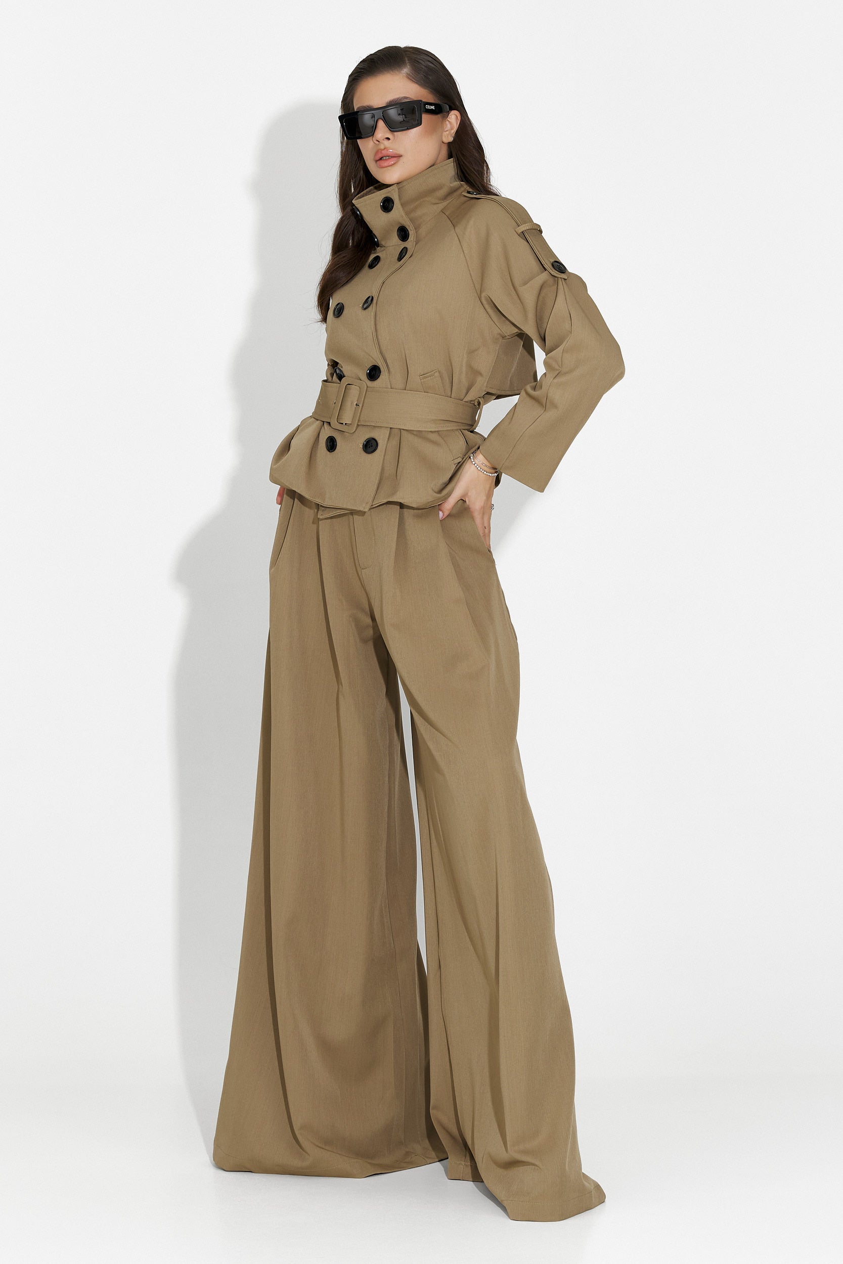 Elegancki brązowy komplet damski Belora Bogas