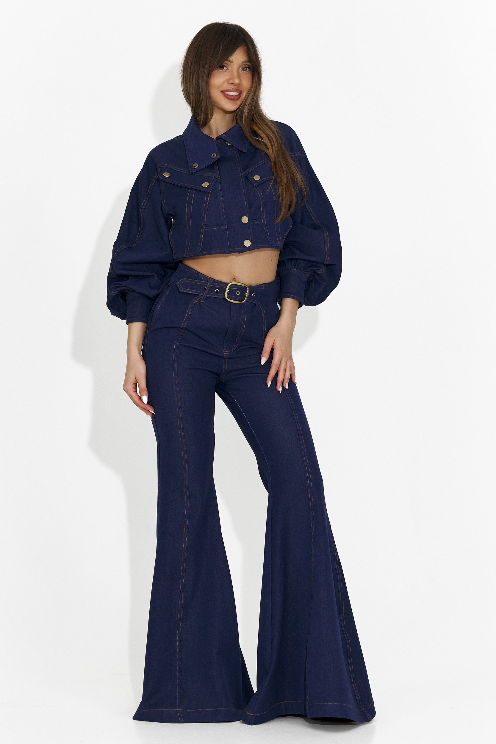 Σετ γυναικείο παντελόνι + σακάκι μπλε Kimala Bogas