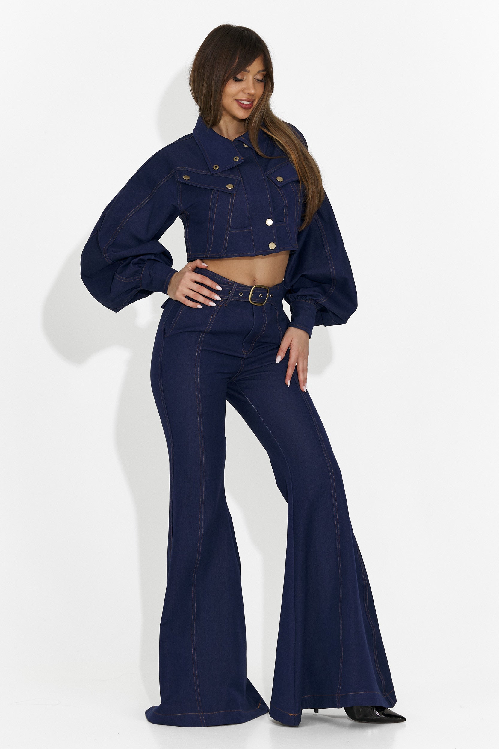 Σετ γυναικείο παντελόνι + σακάκι μπλε Kimala Bogas