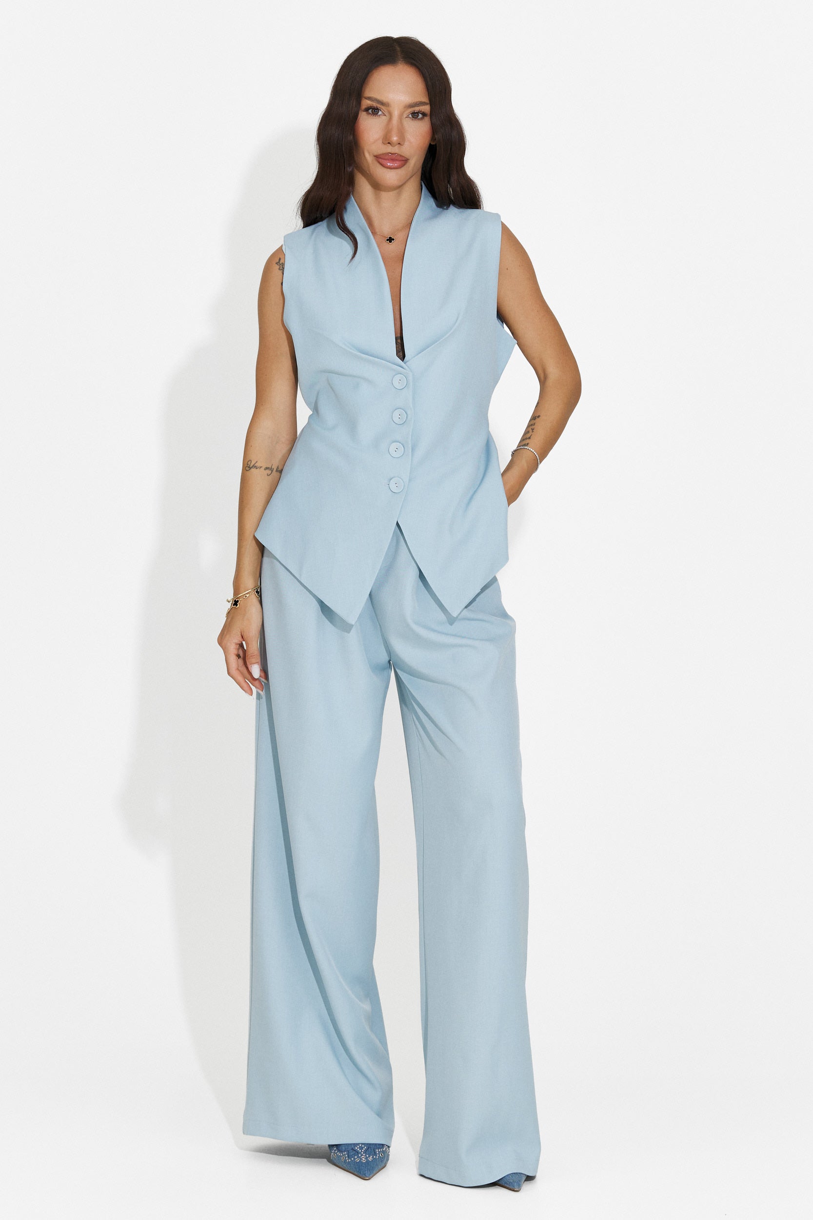 Conjunto de mujer chaleco + pantalones azul Chelora Bogas