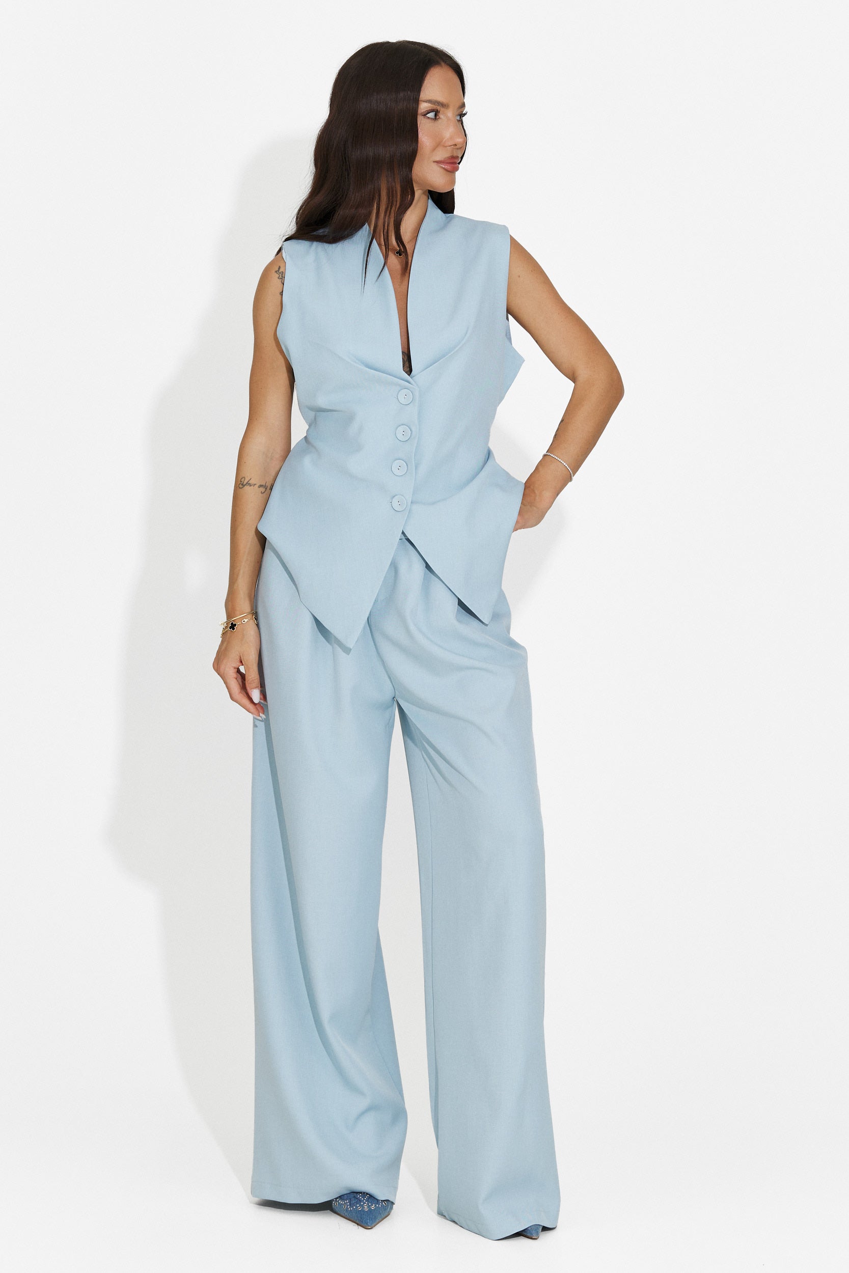 Conjunto de mujer chaleco + pantalones azul Chelora Bogas