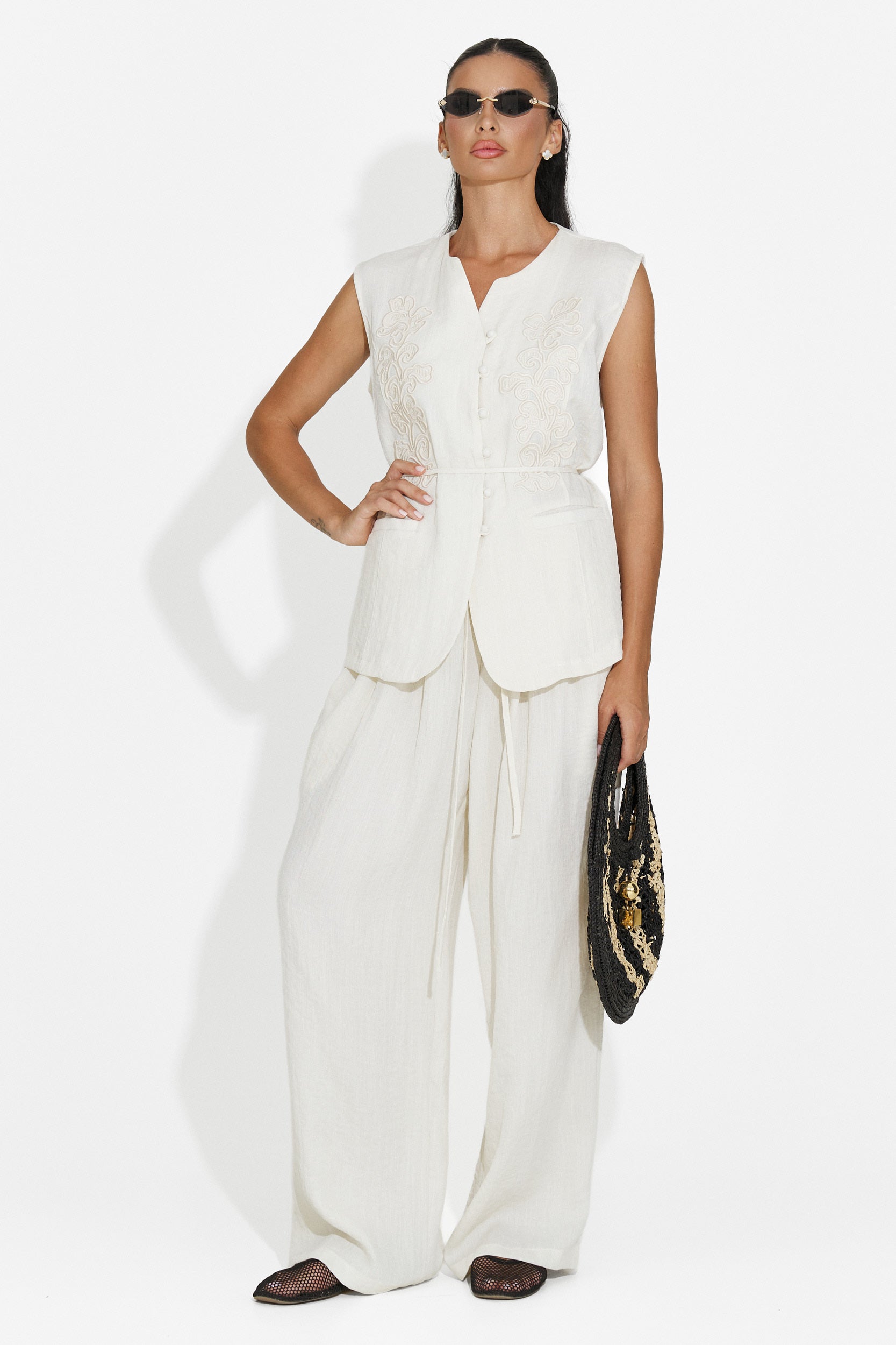 Vyzela Bogas Women's Suit - Cream Jacket + Trousers