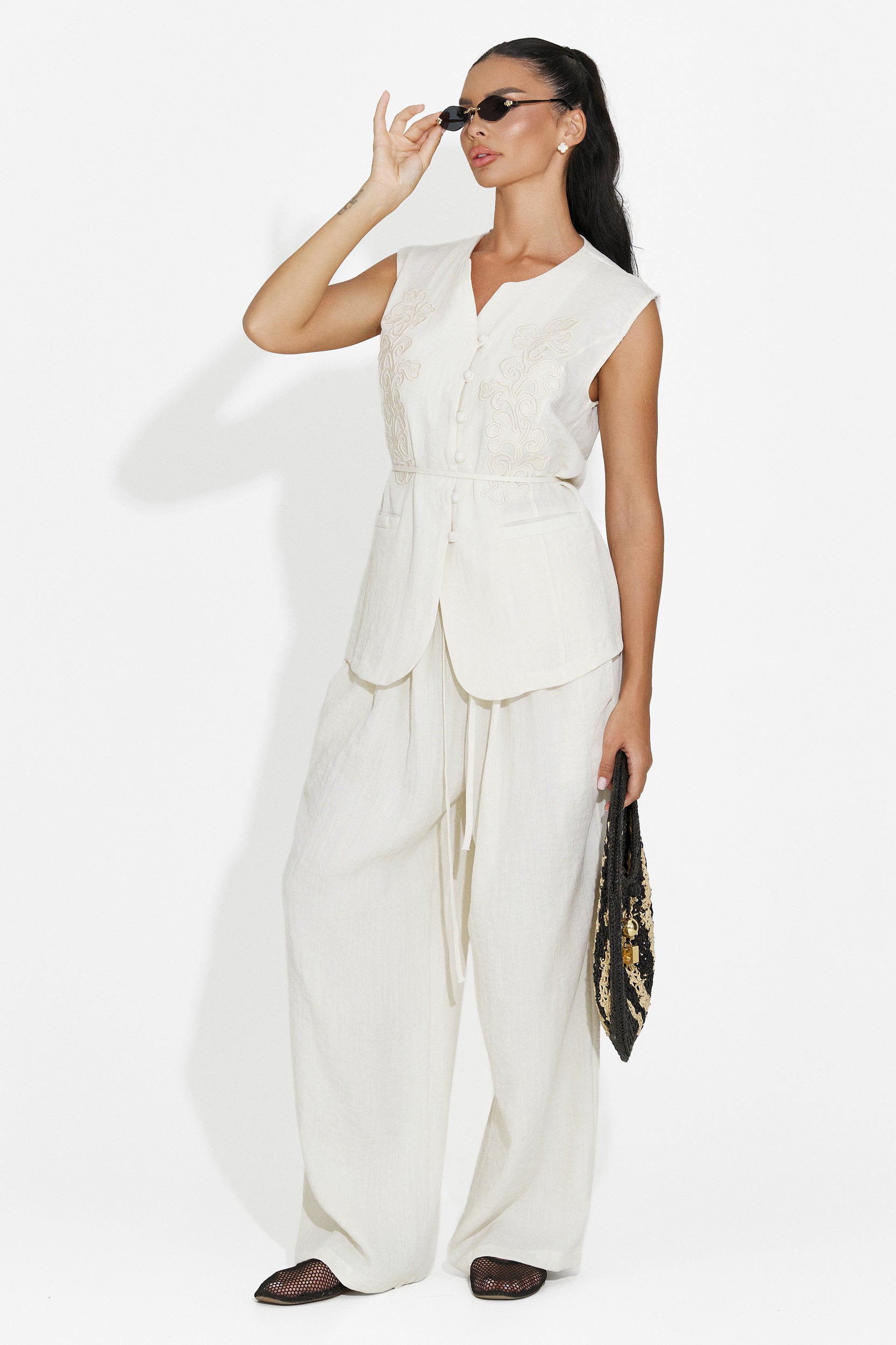 Women's suit vest + cream pants Vyzela Bogas