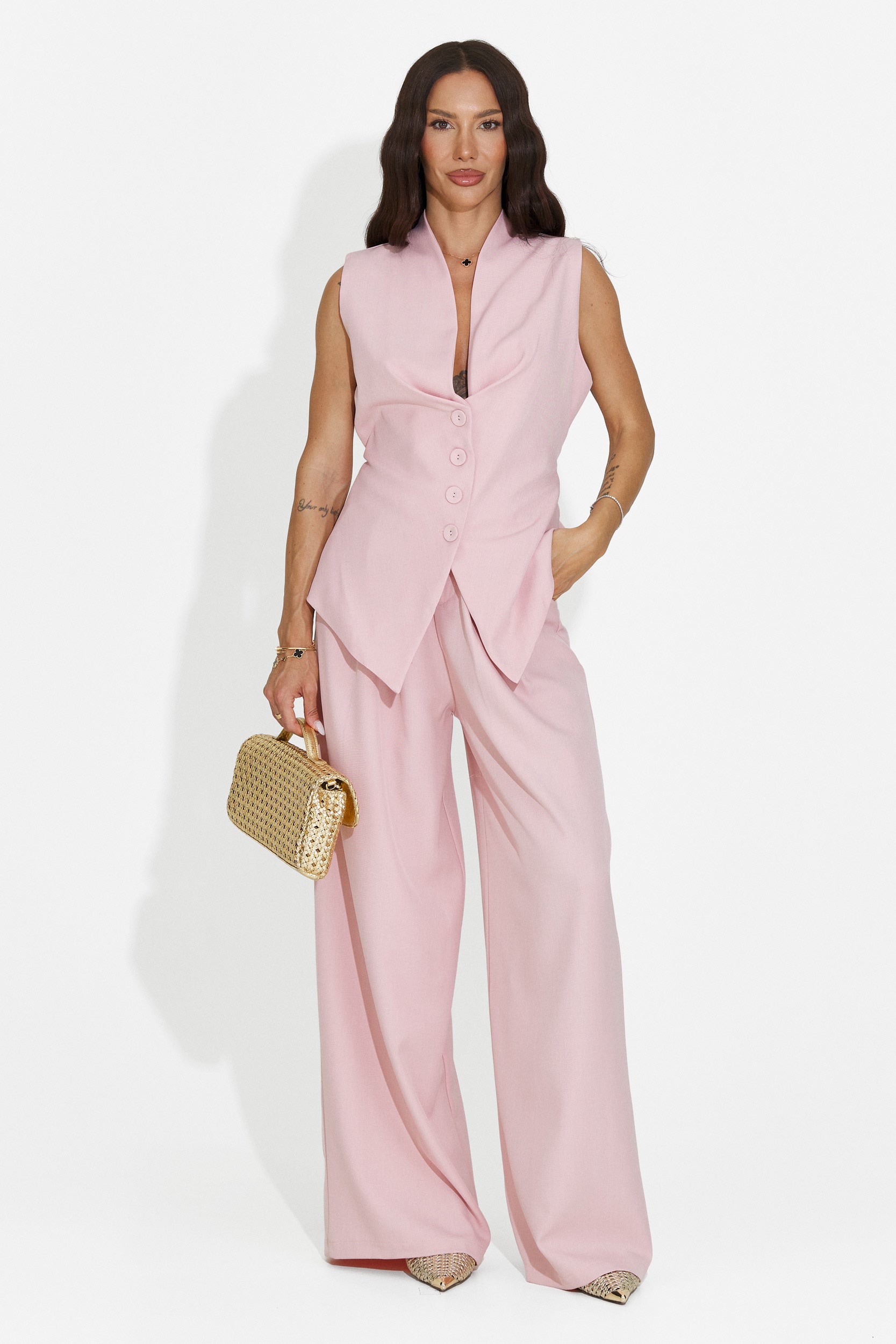 Conjunto de mujer chaleco + pantalones rosa Chelora Bogas