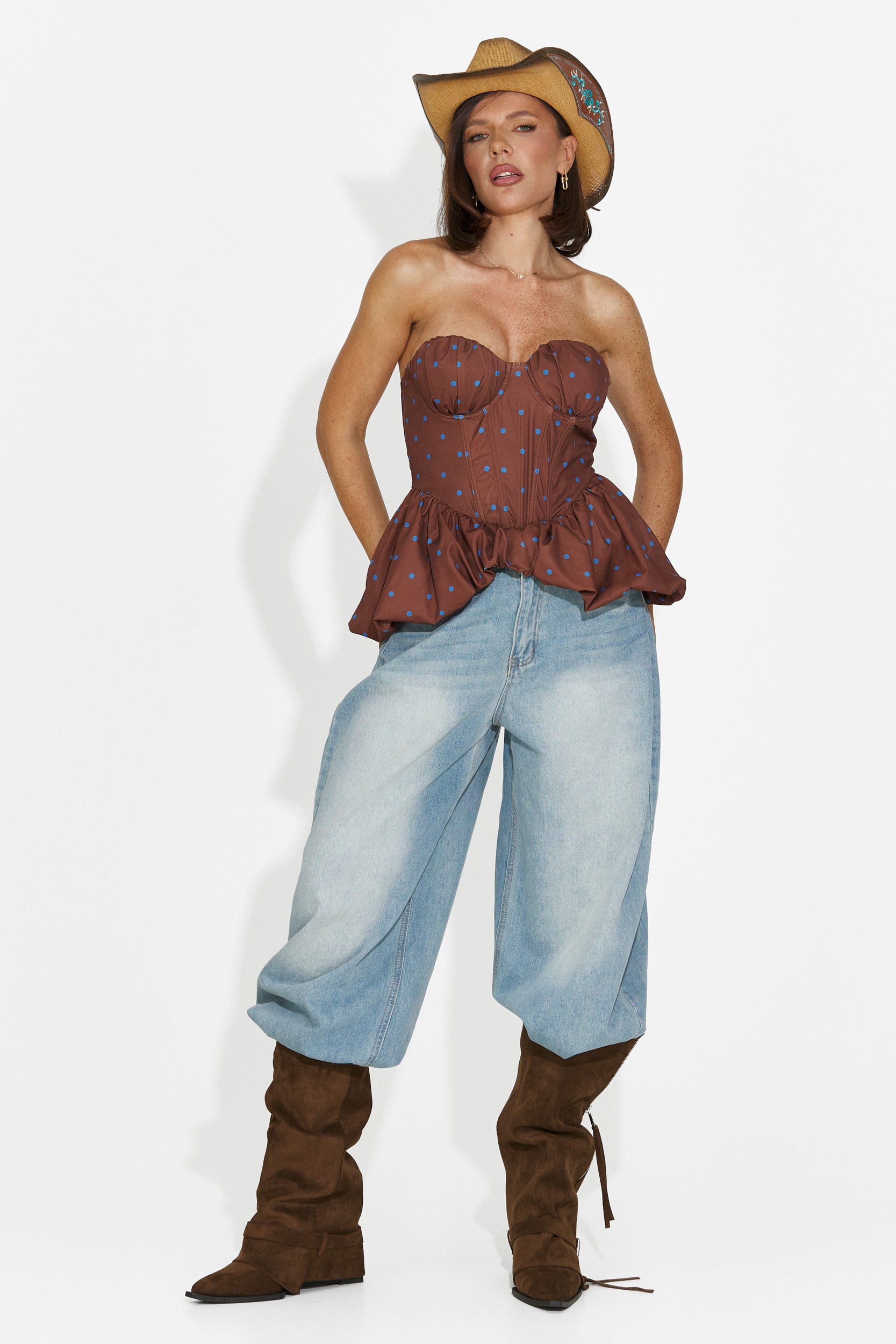 Women's casual brown corset Silviona Bogas