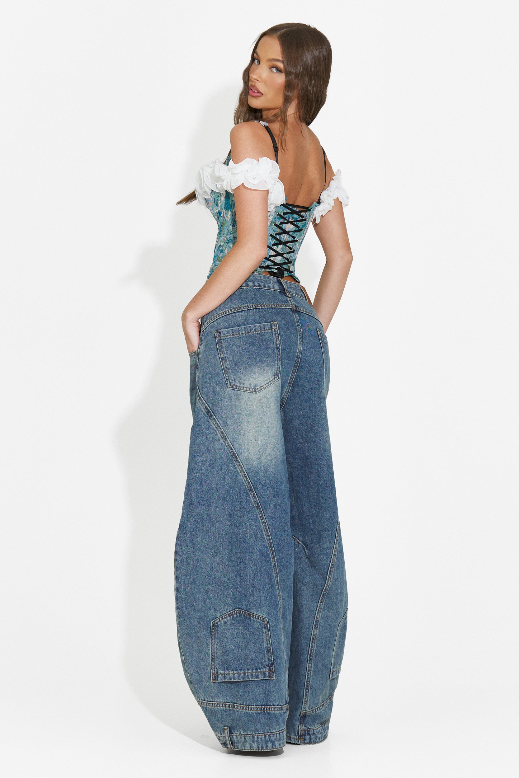 Women's elegant light blue corset Cosmina Bogas