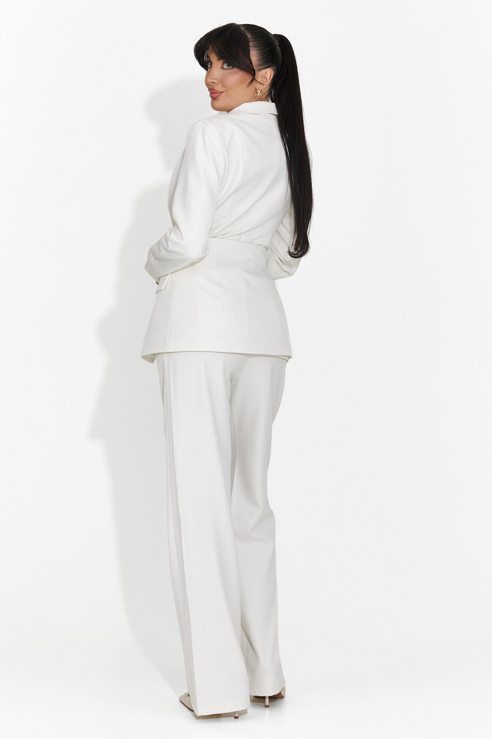 Costume 3 pièces pour femmes : veste + corset + pantalon beige