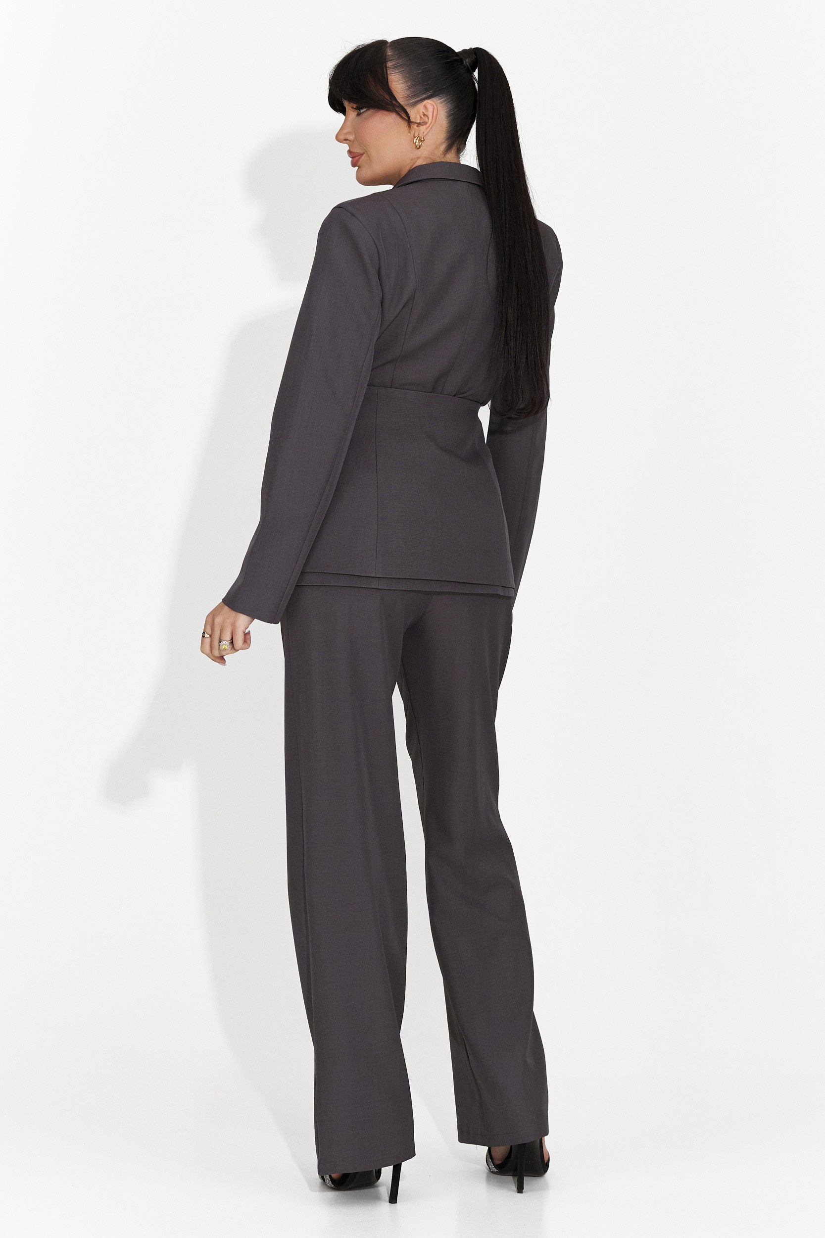Frauen 3-teiliger Anzug Jacke + Korsett + graue Hose Glimena Bo
