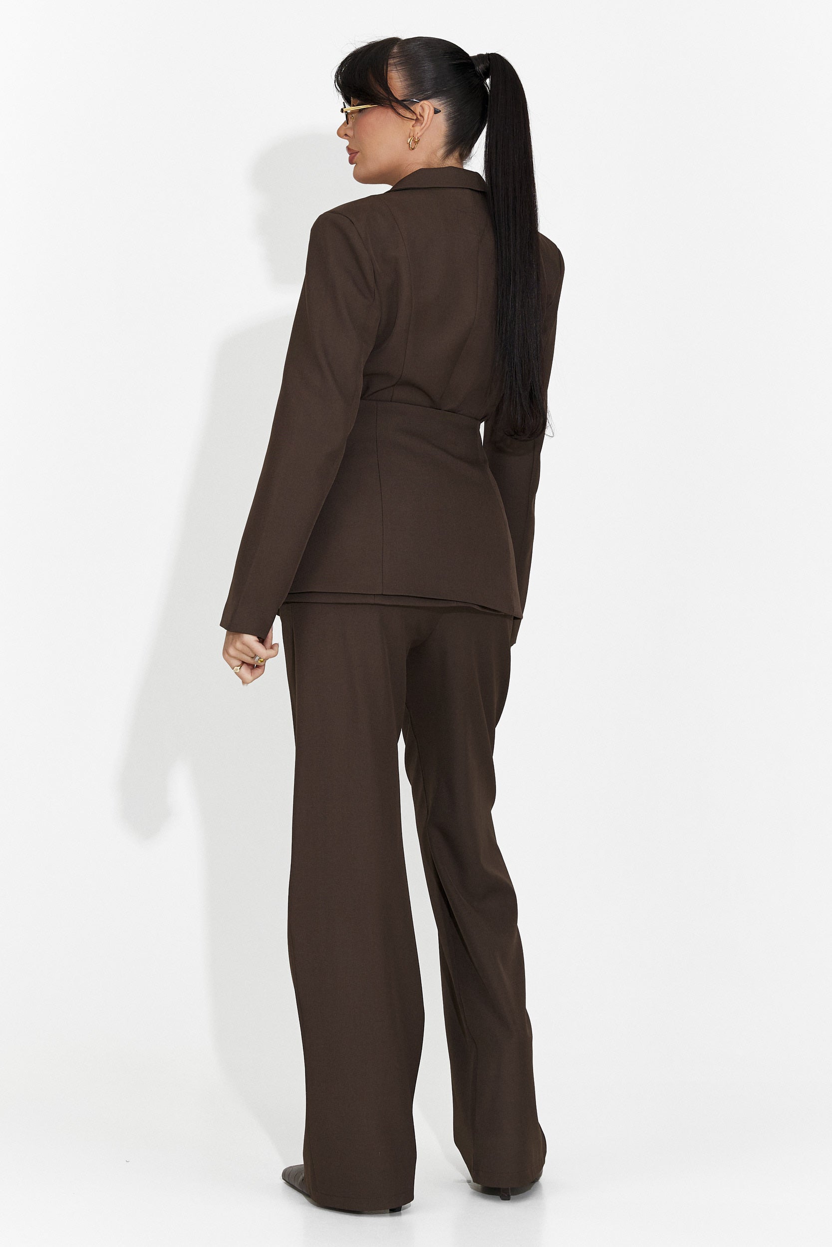 Glimena Bog Women's 3 Piece Suit: Jacket + Corset + Brown Trous