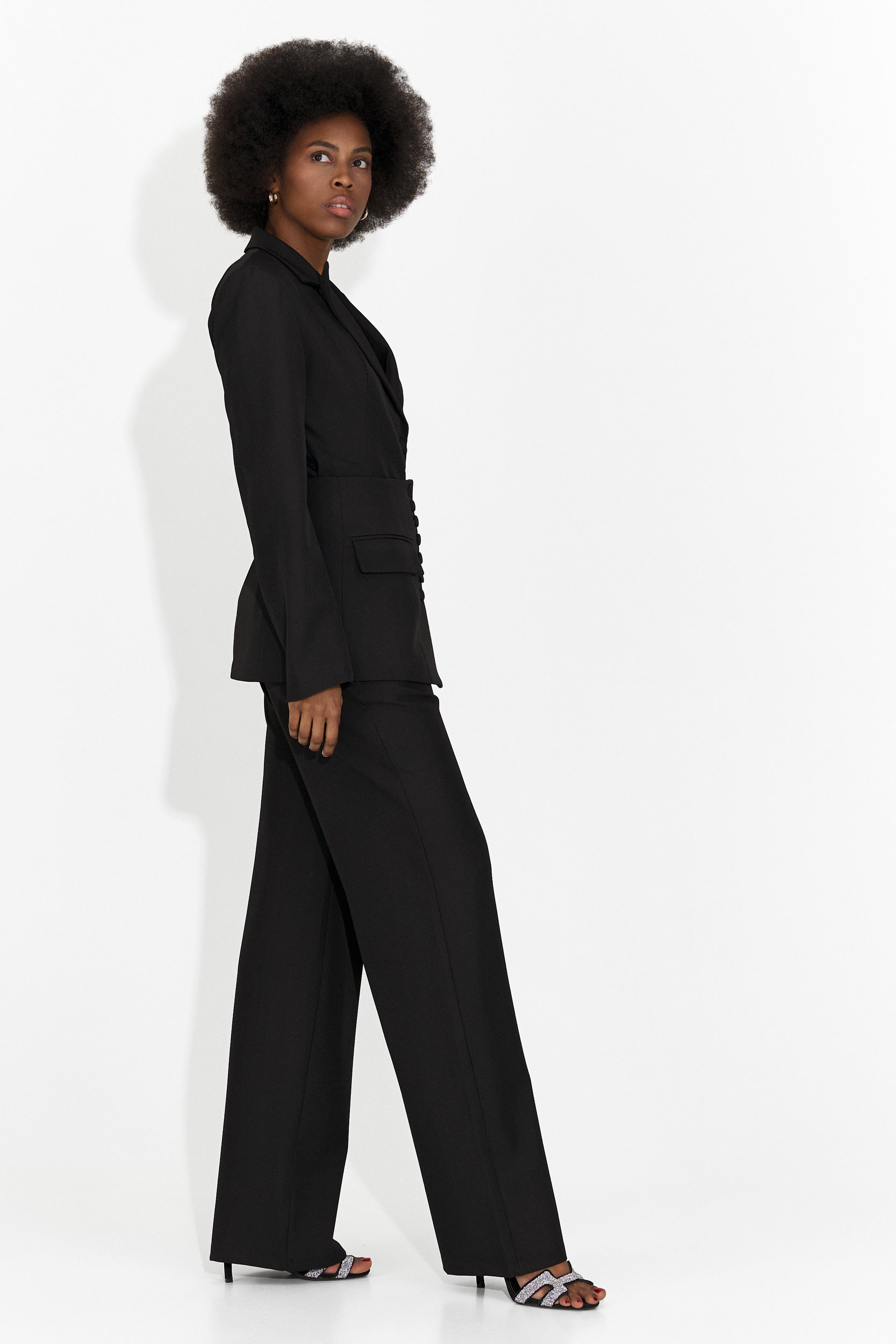 Dámsky 3-dielny oblek sako + korzet + čierne nohavice Glimena B