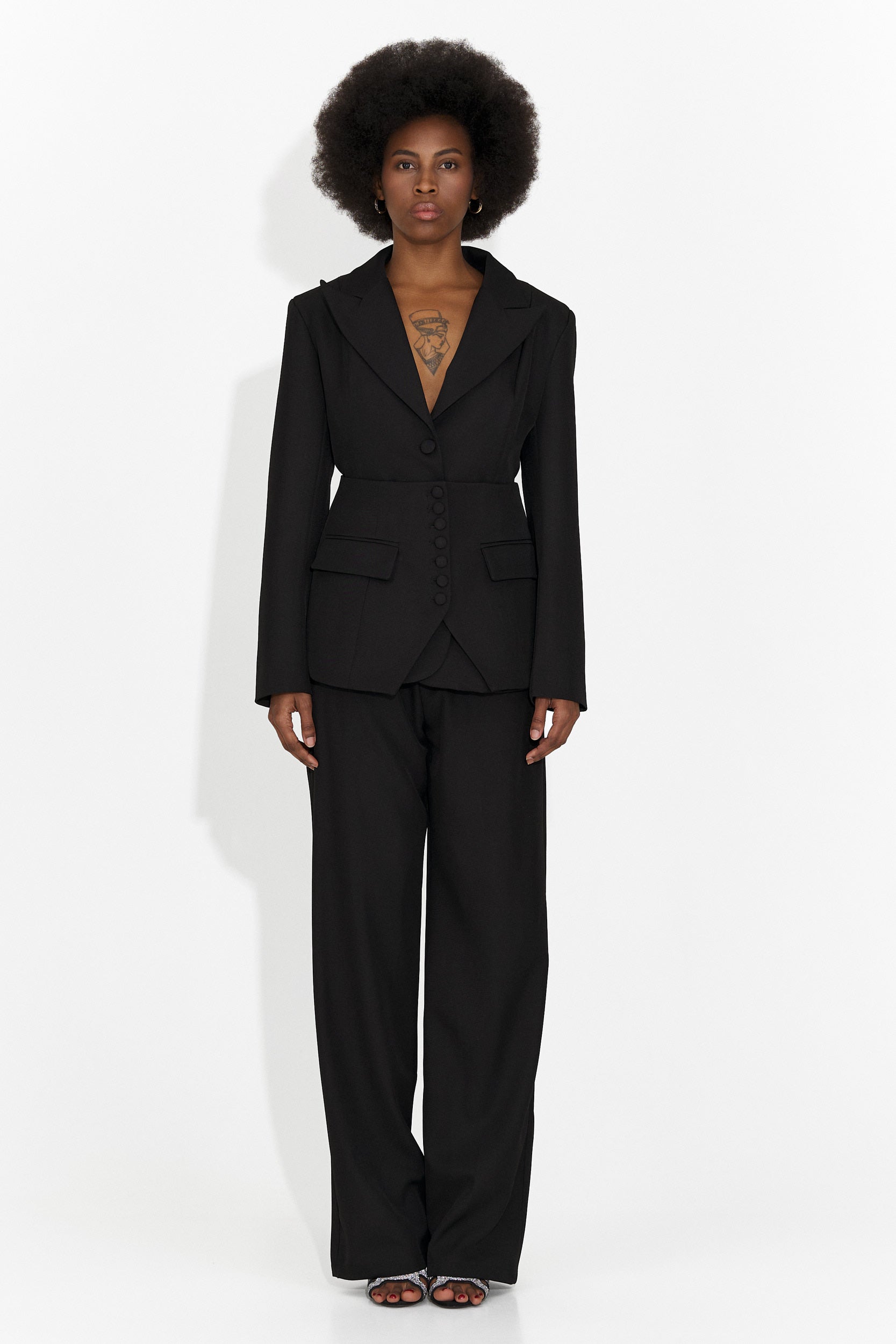 Dámsky 3-dielny oblek sako + korzet + čierne nohavice Glimena B