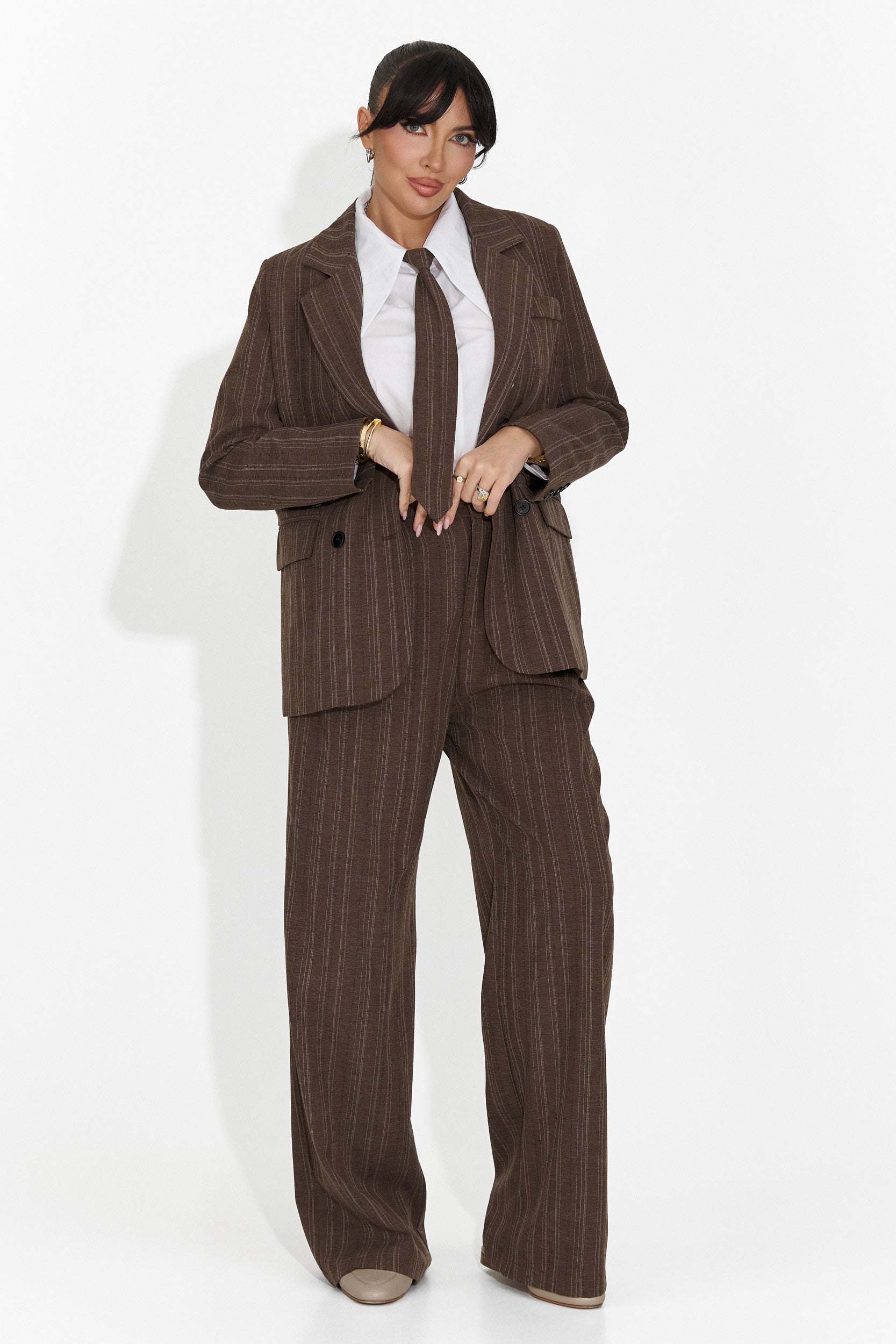 Damdräkt 3 delar kavaj + byxor + slips brun Anhelica Bogas