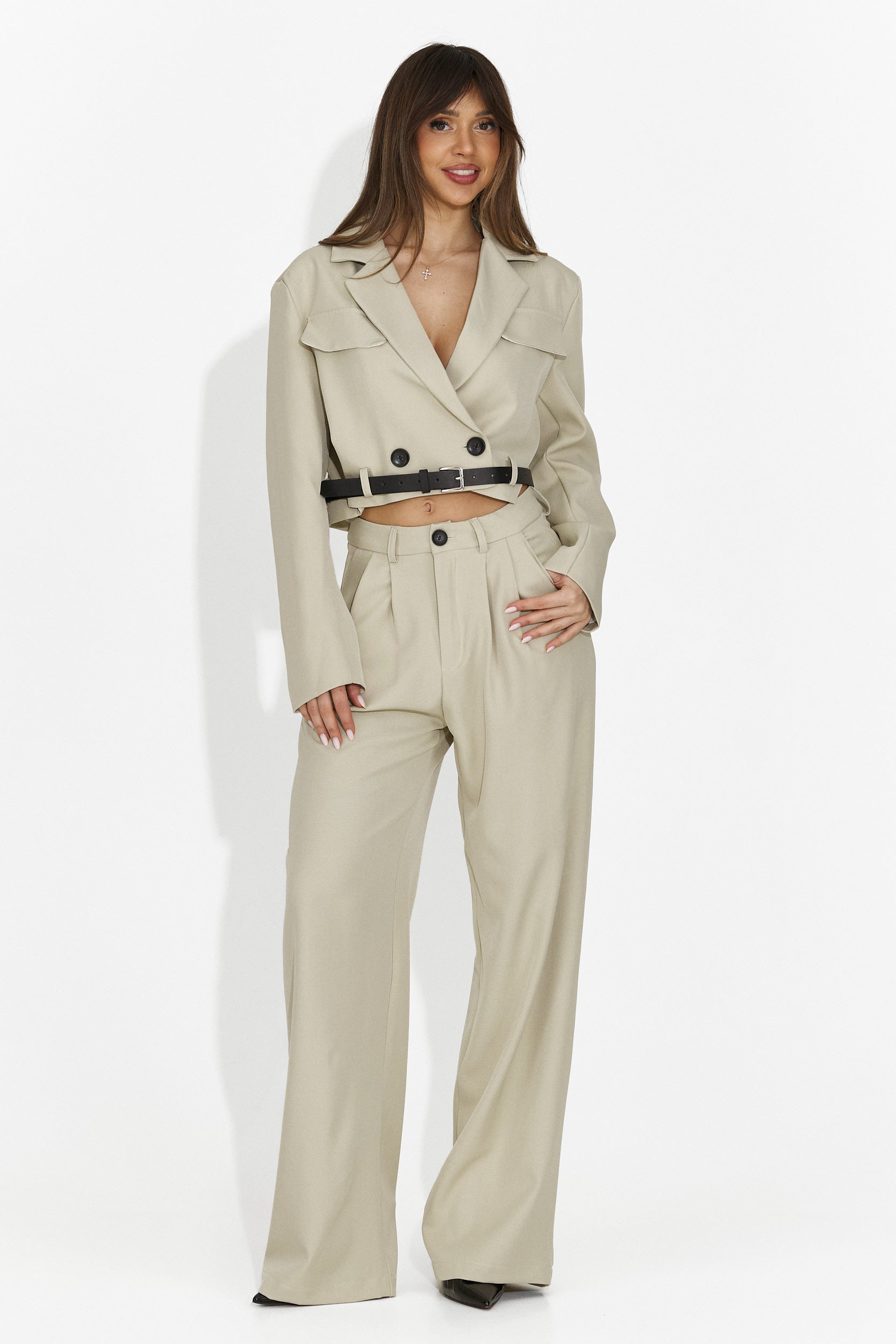 Tailleur femme élégant beige Esmara Bogas