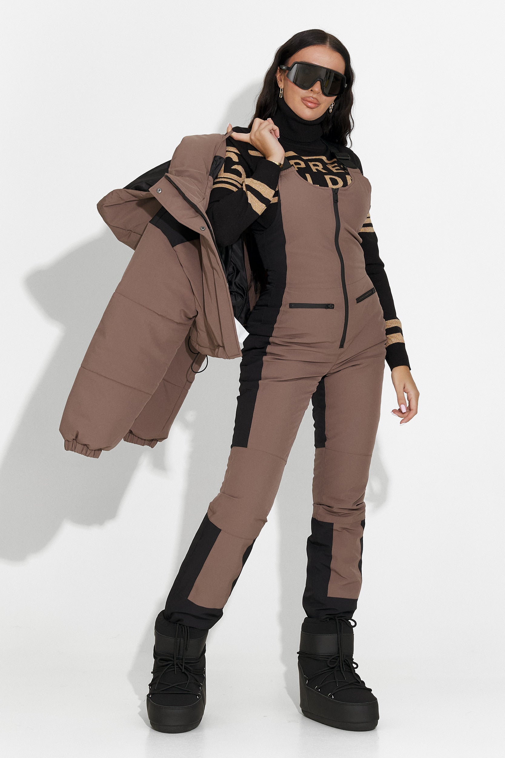 Brun casual skidkostym Camelay Bogas