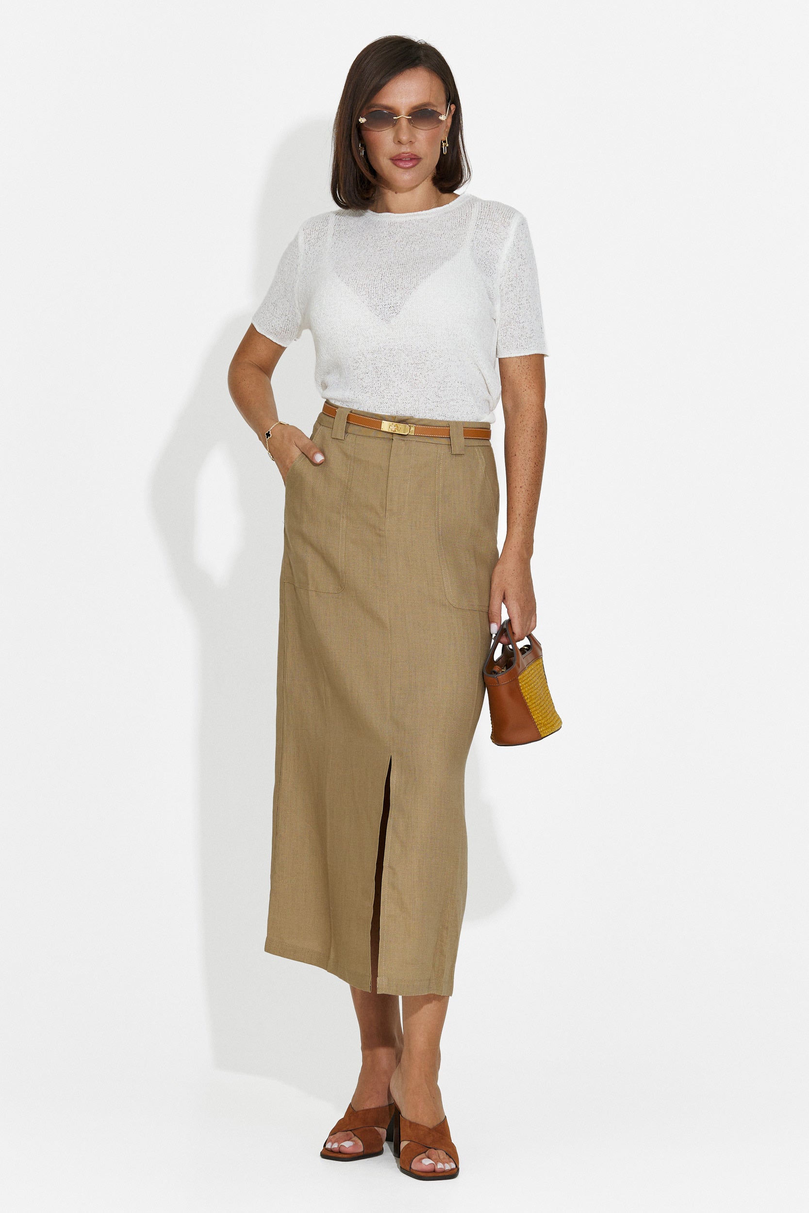 Casual brown women's skirt Olinpia Bogas