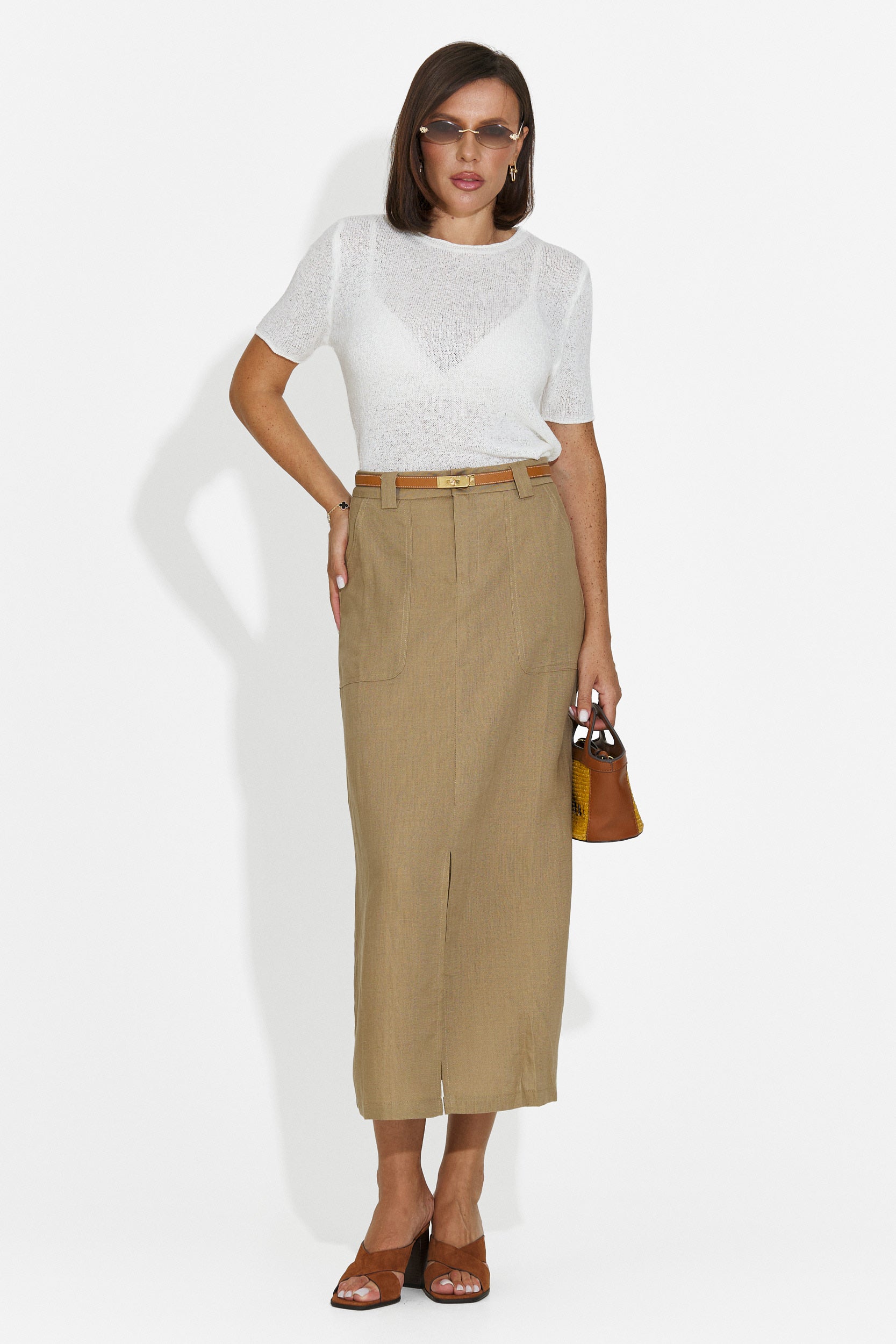 Casual brown women's skirt Olinpia Bogas