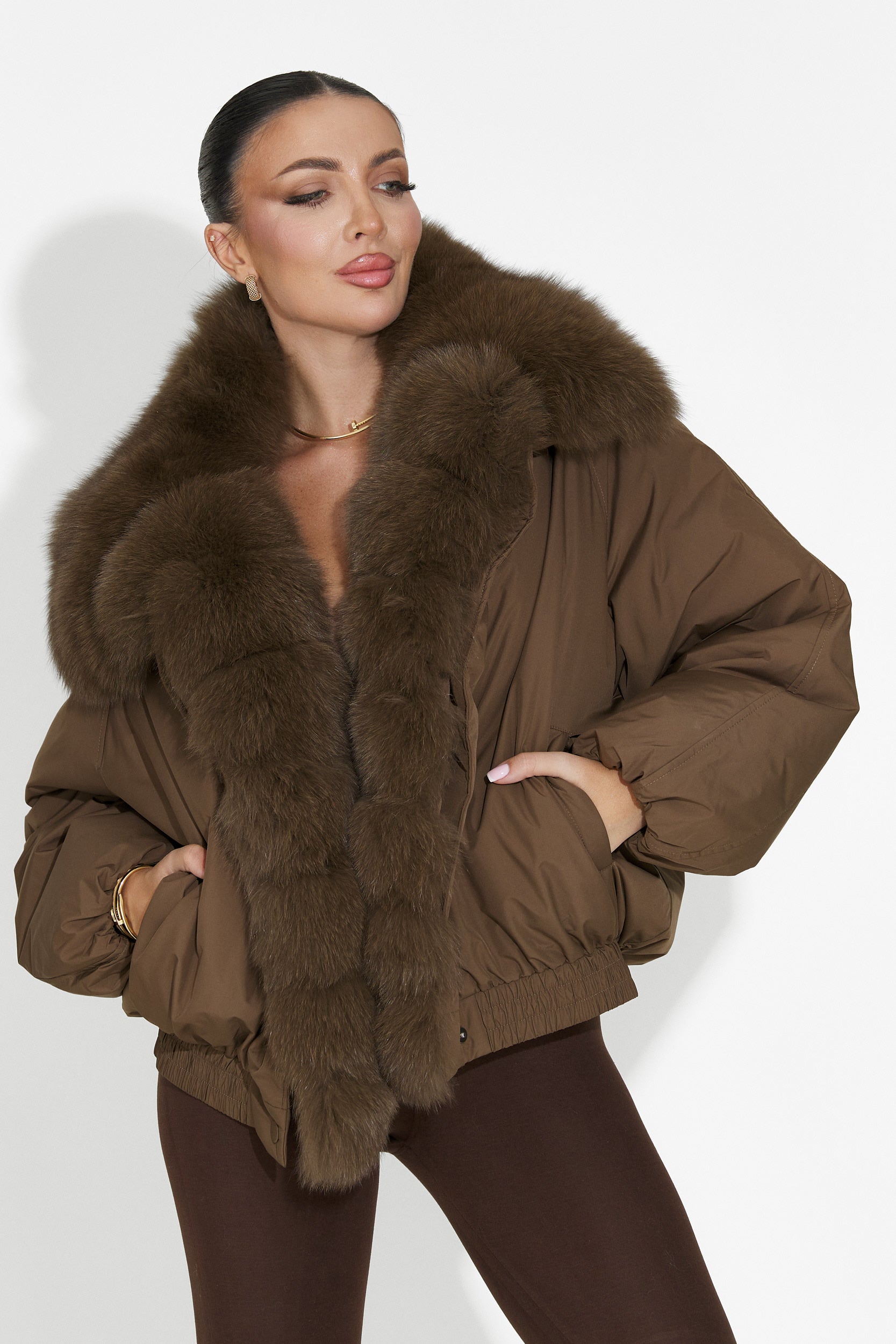 Γυναικείο μπουφάν καφέ casual Arvion Bogas