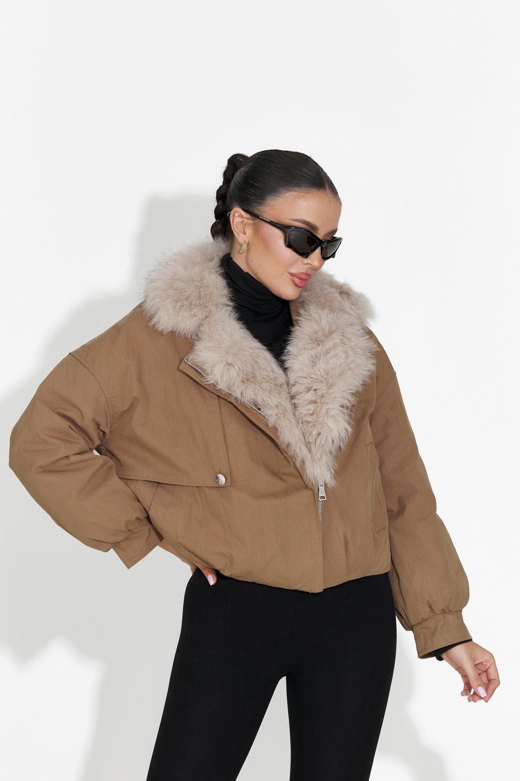 Καφέ casual γυναικείο μπουφάν Eriora Bogas