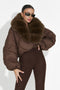 Καφέ γυναικείο μπουφάν Selvoria Bogas