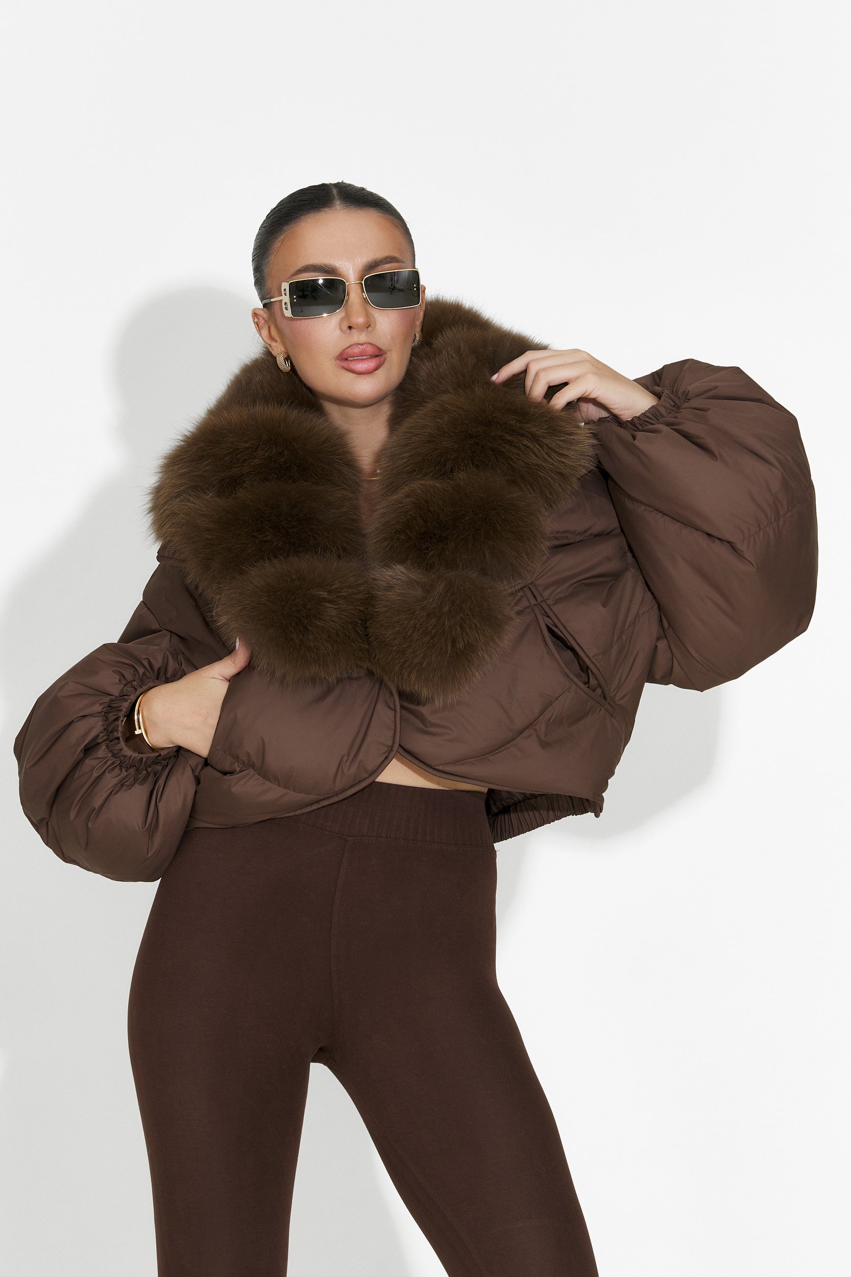 Καφέ γυναικείο μπουφάν Selvoria Bogas