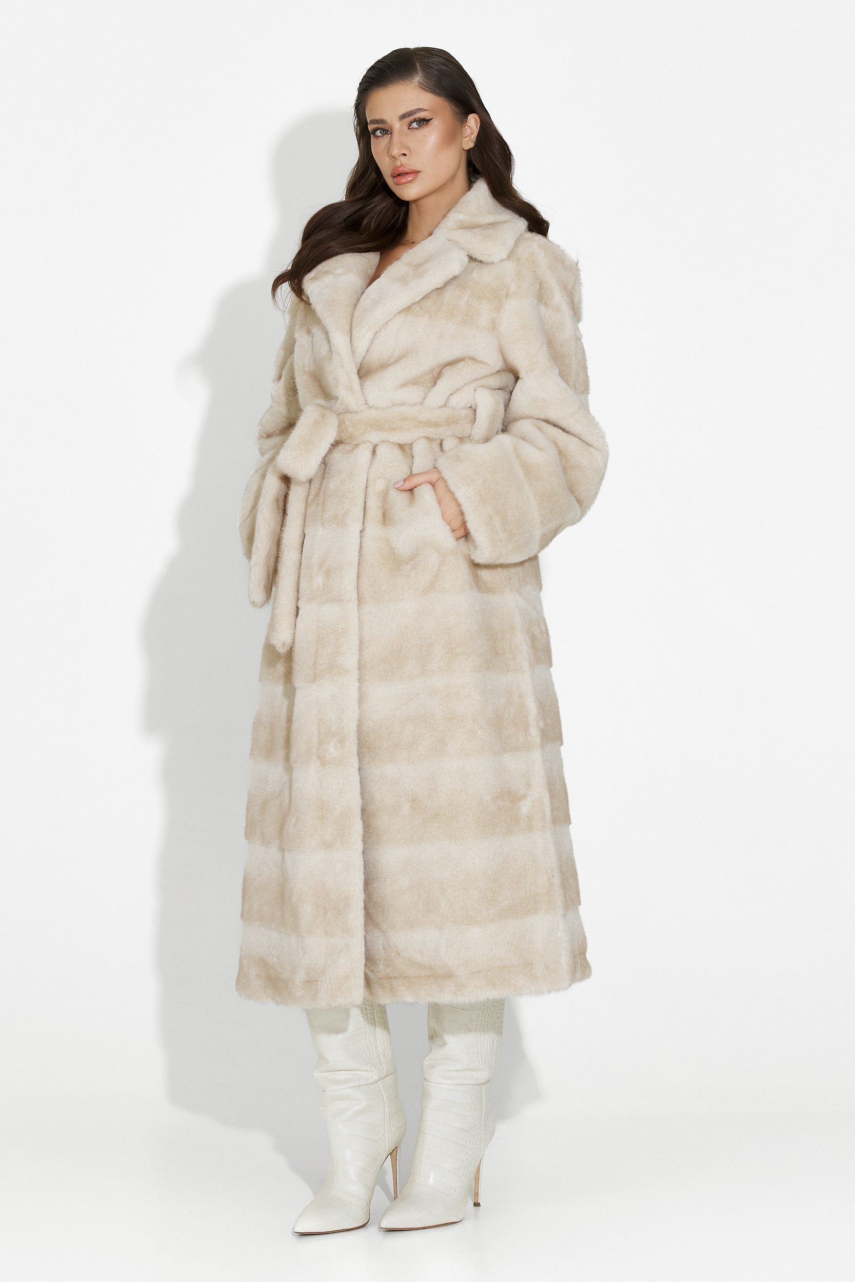 Beige Fenoria Bogas Fur Coat