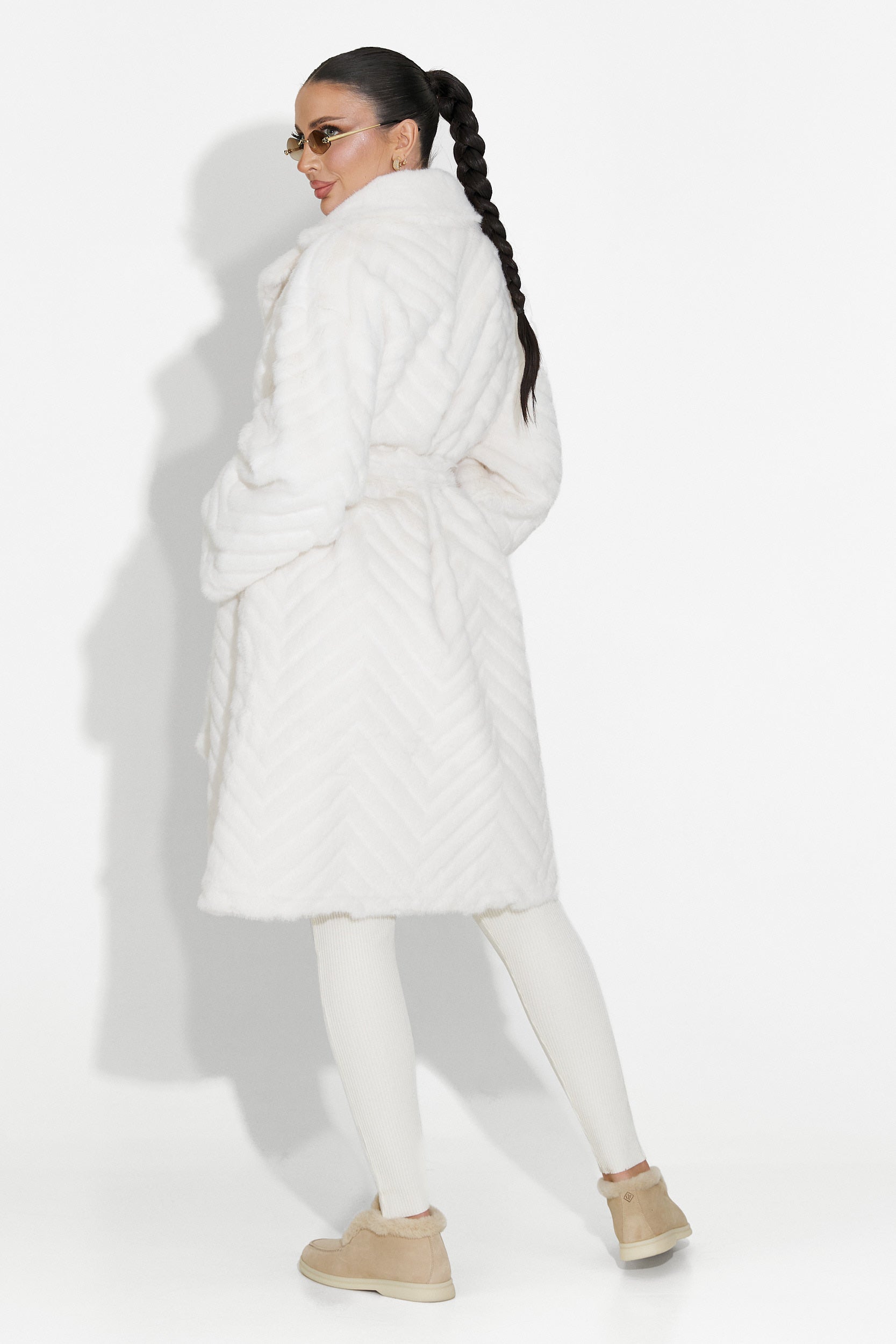 Płaszcz futrzany beżowy Lunaris Bogas