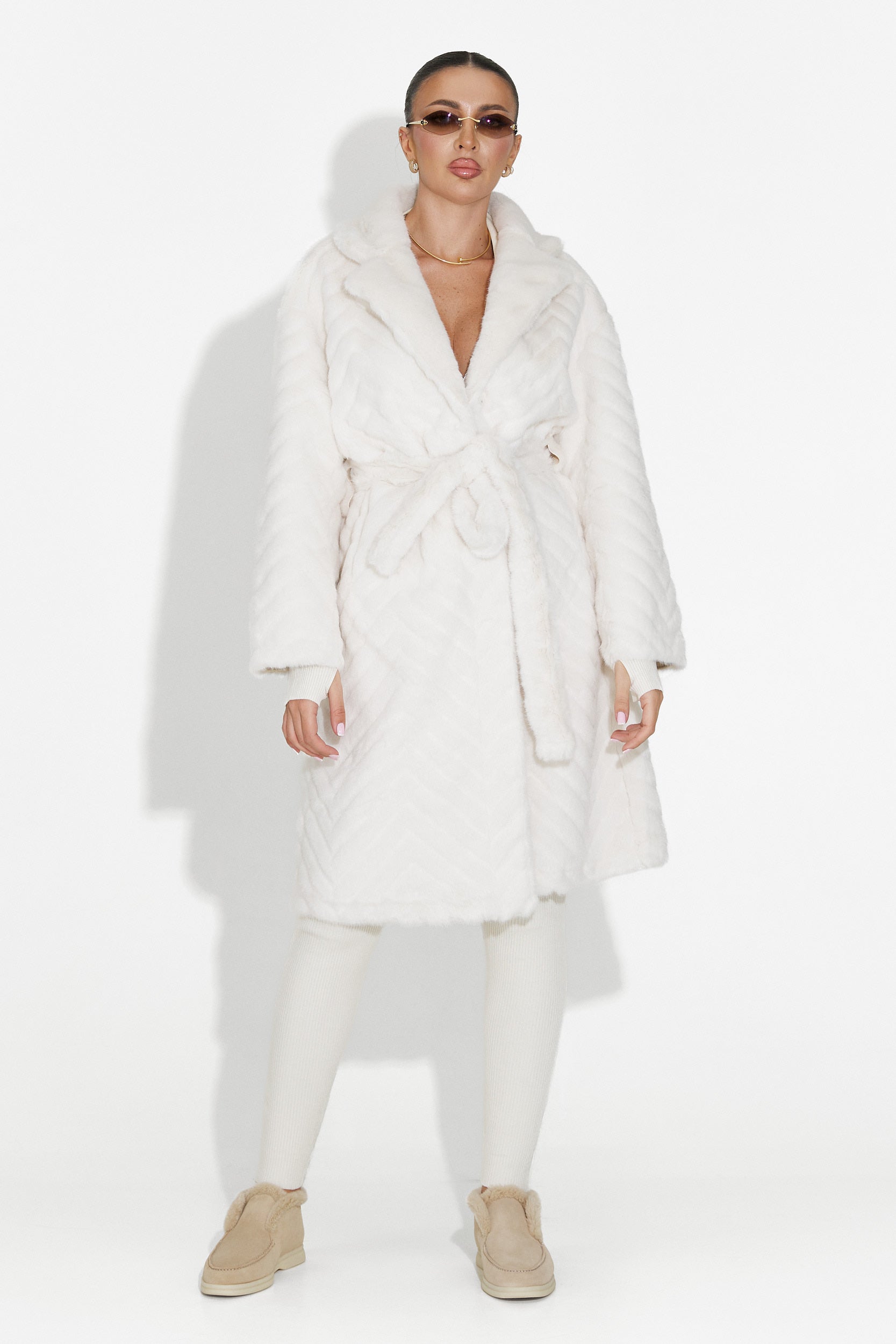 Beige Fur Coat Lunaris Bogas