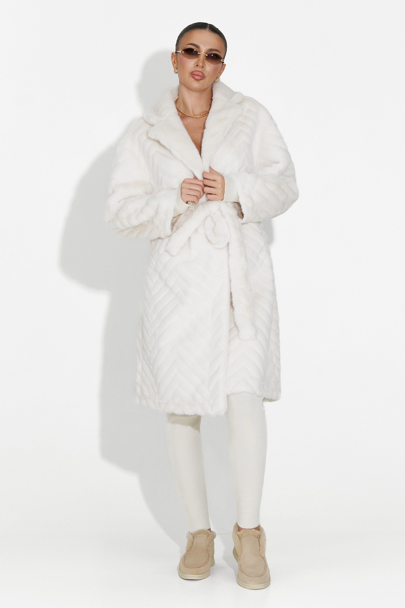 Beige Fur Coat Lunaris Bogas