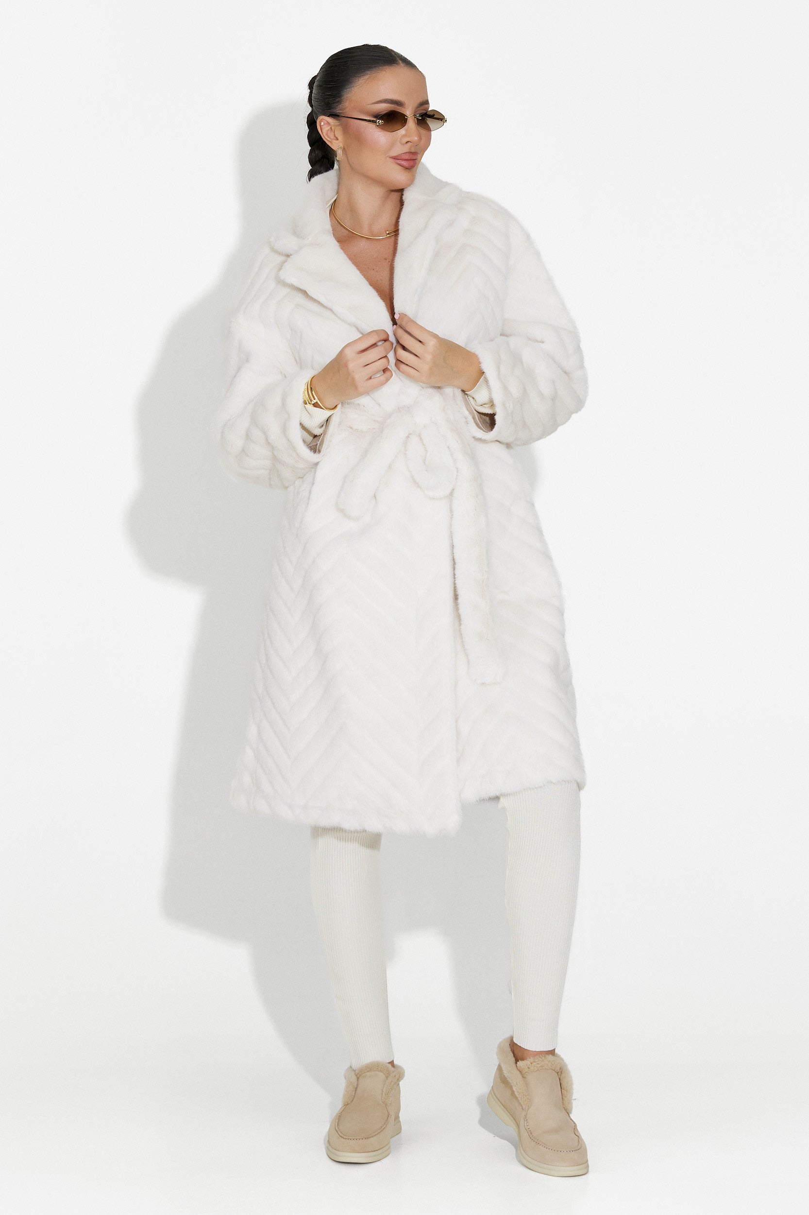 Płaszcz futrzany beżowy Lunaris Bogas