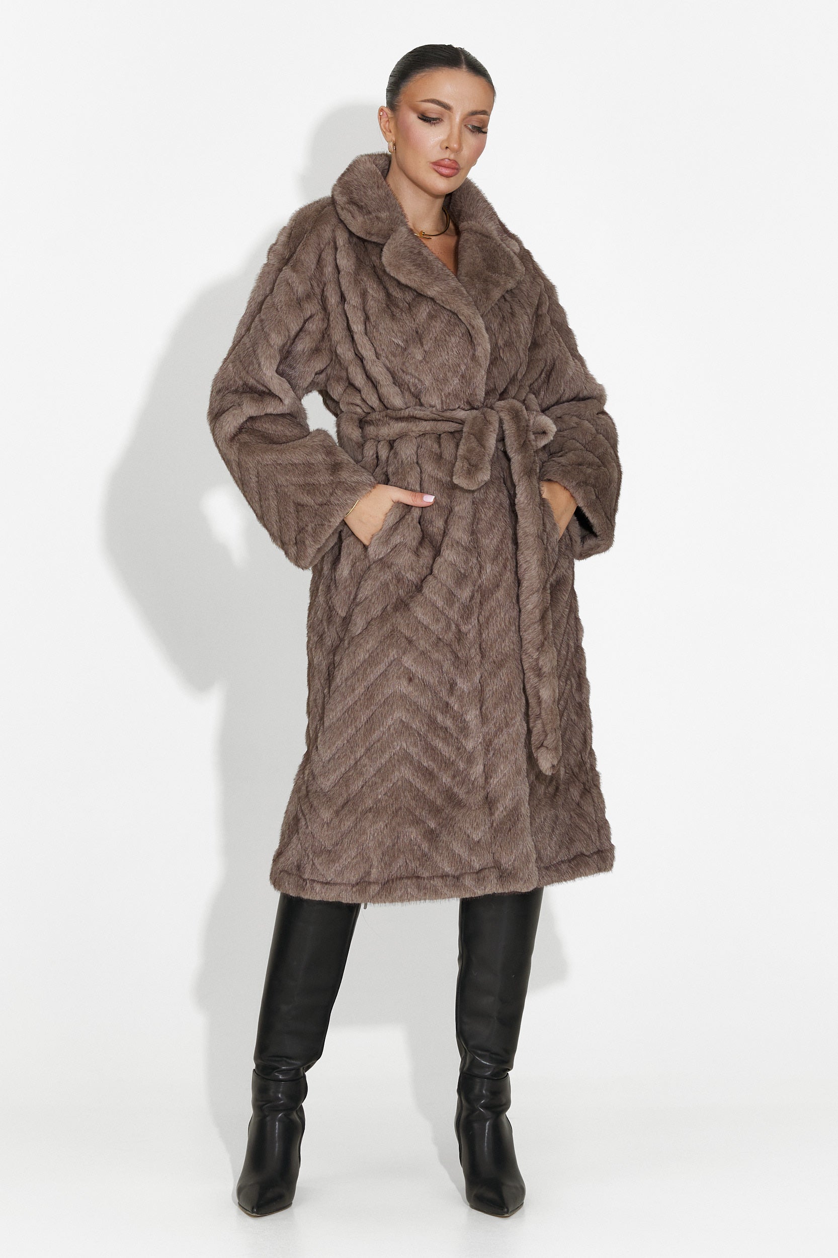 Płaszcz futrzany grej Lunaris Bogas