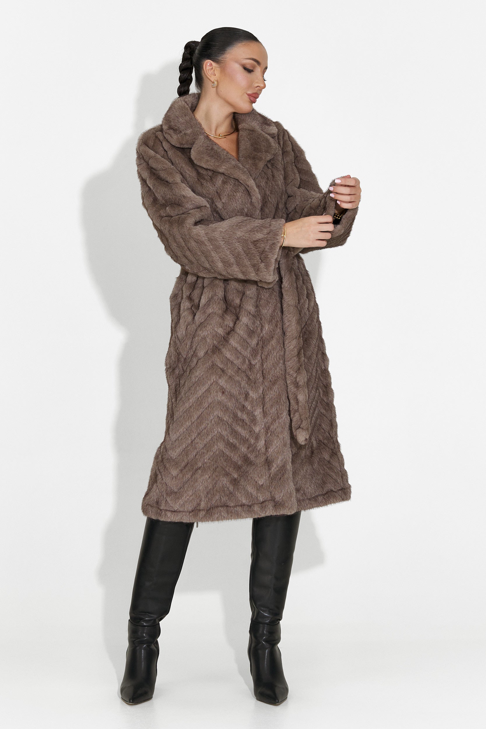 Płaszcz futrzany grej Lunaris Bogas