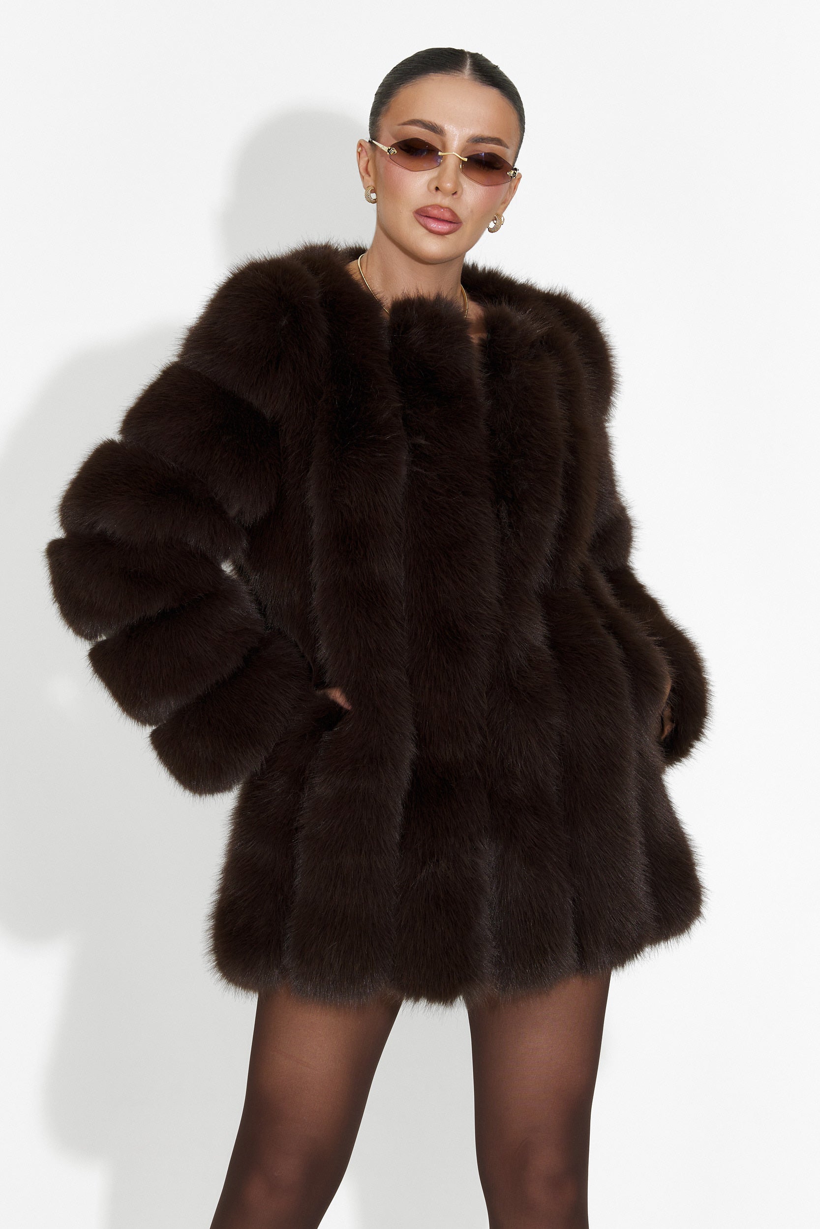 Płaszcz futrzany brązowy Jameia Bogas