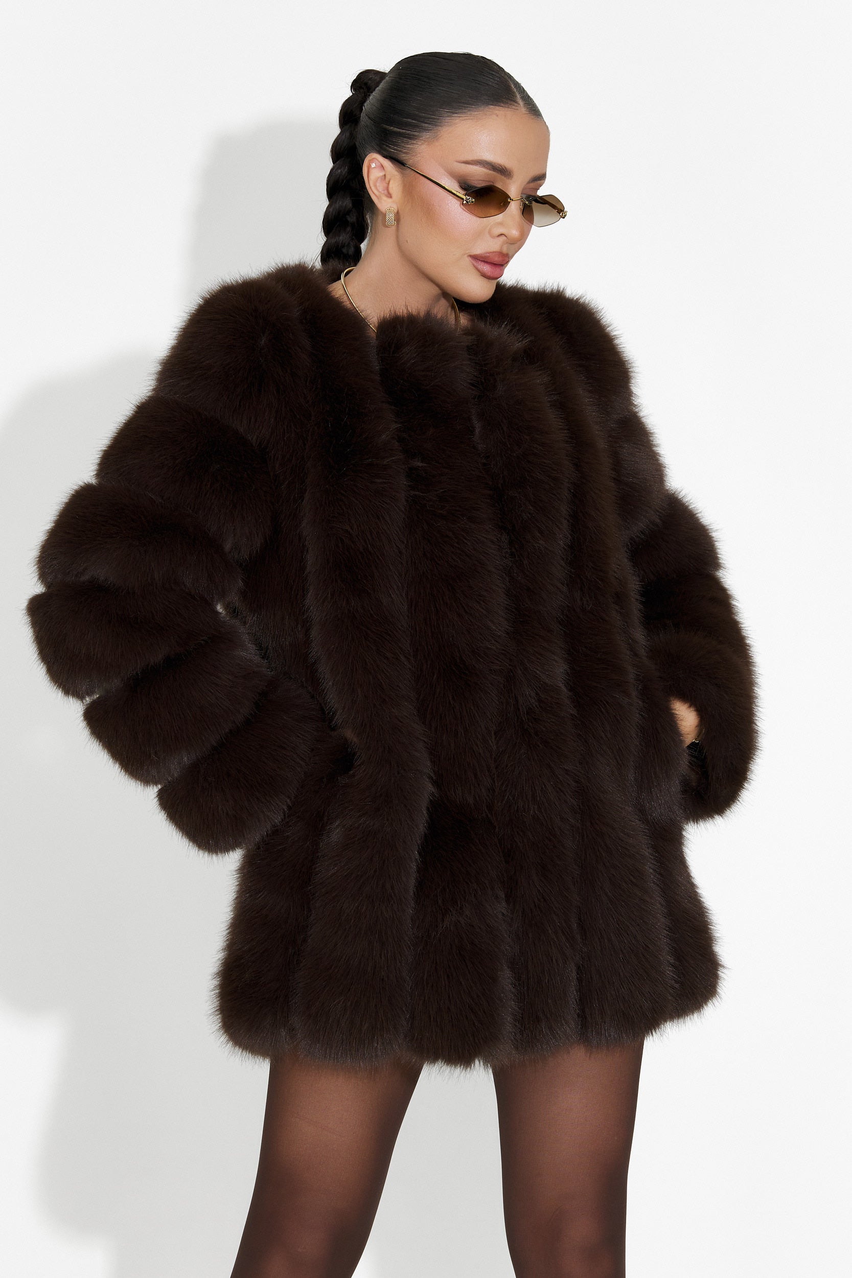 Płaszcz futrzany brązowy Jameia Bogas