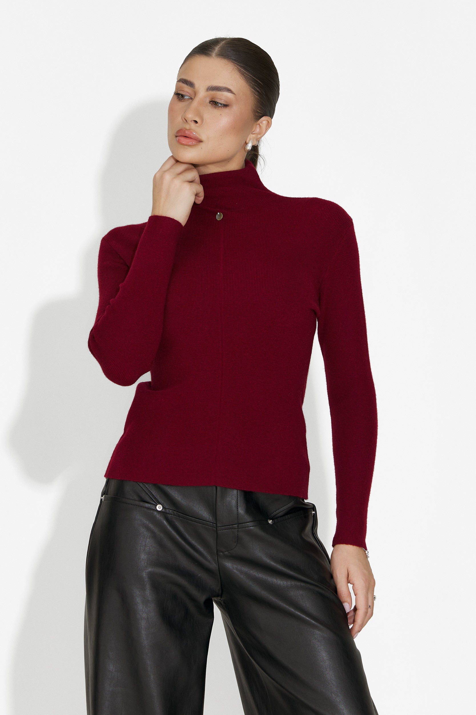 Casual burgundy lady's sweater Invera Bogas