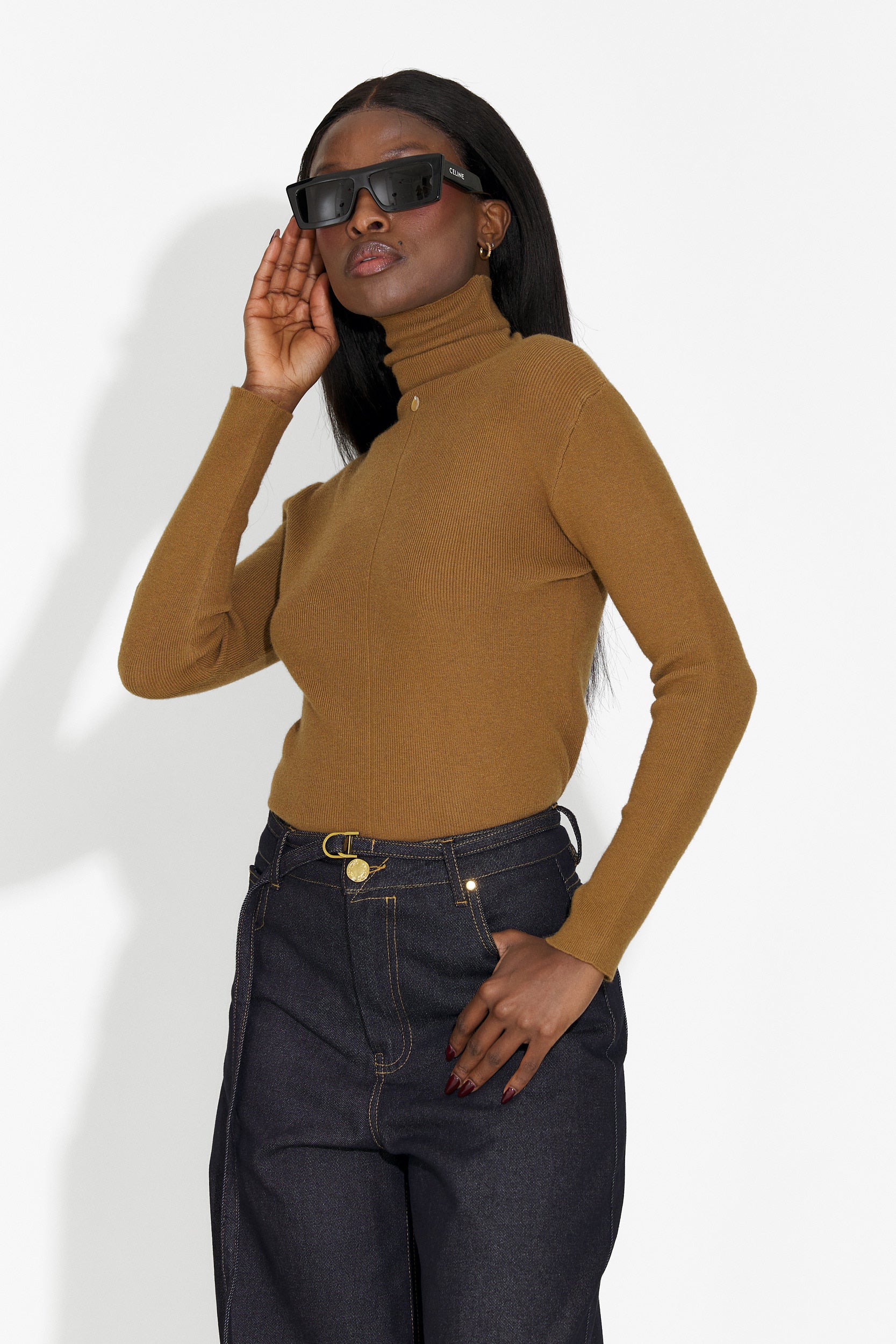 Golf damski casual brązowy Invera Bogas