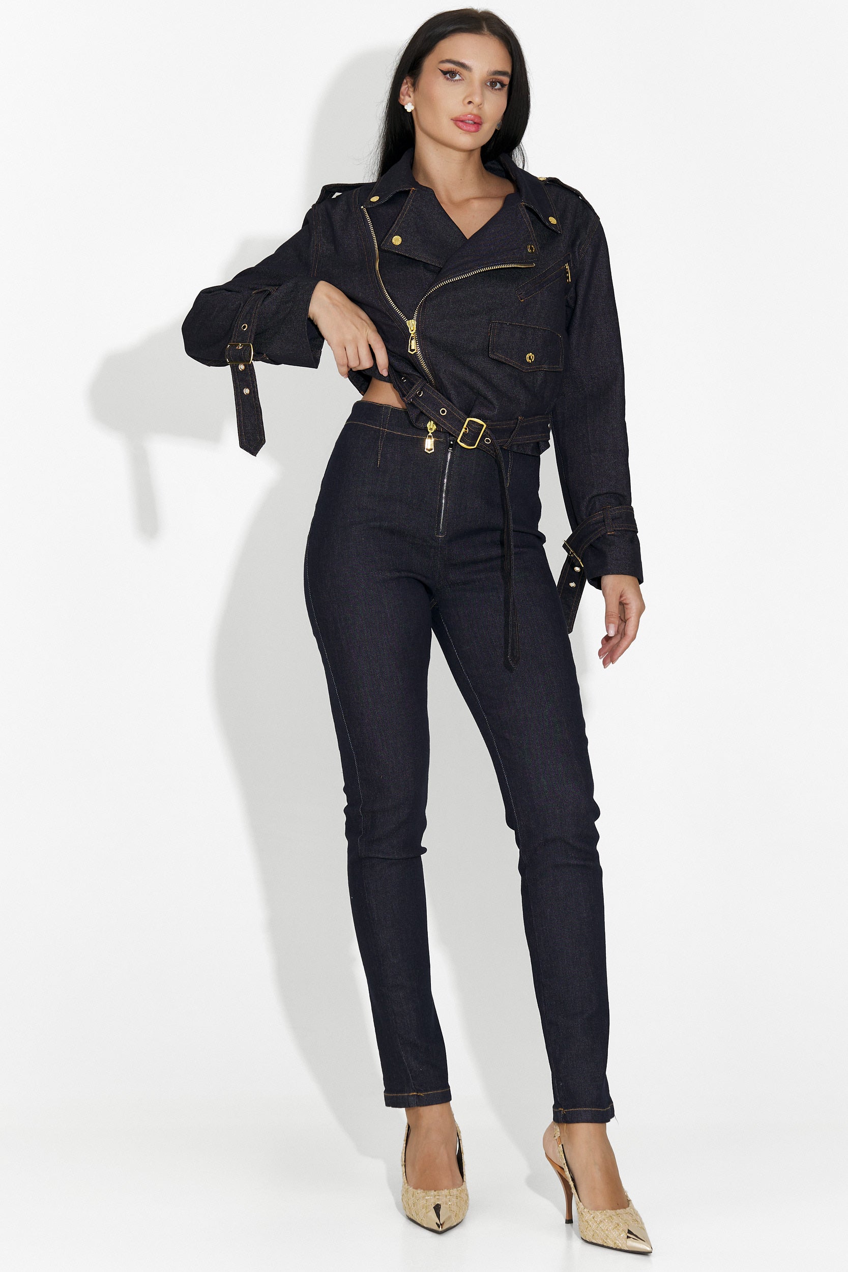 Marinblå casual damjeansjacka Renatia Bogas